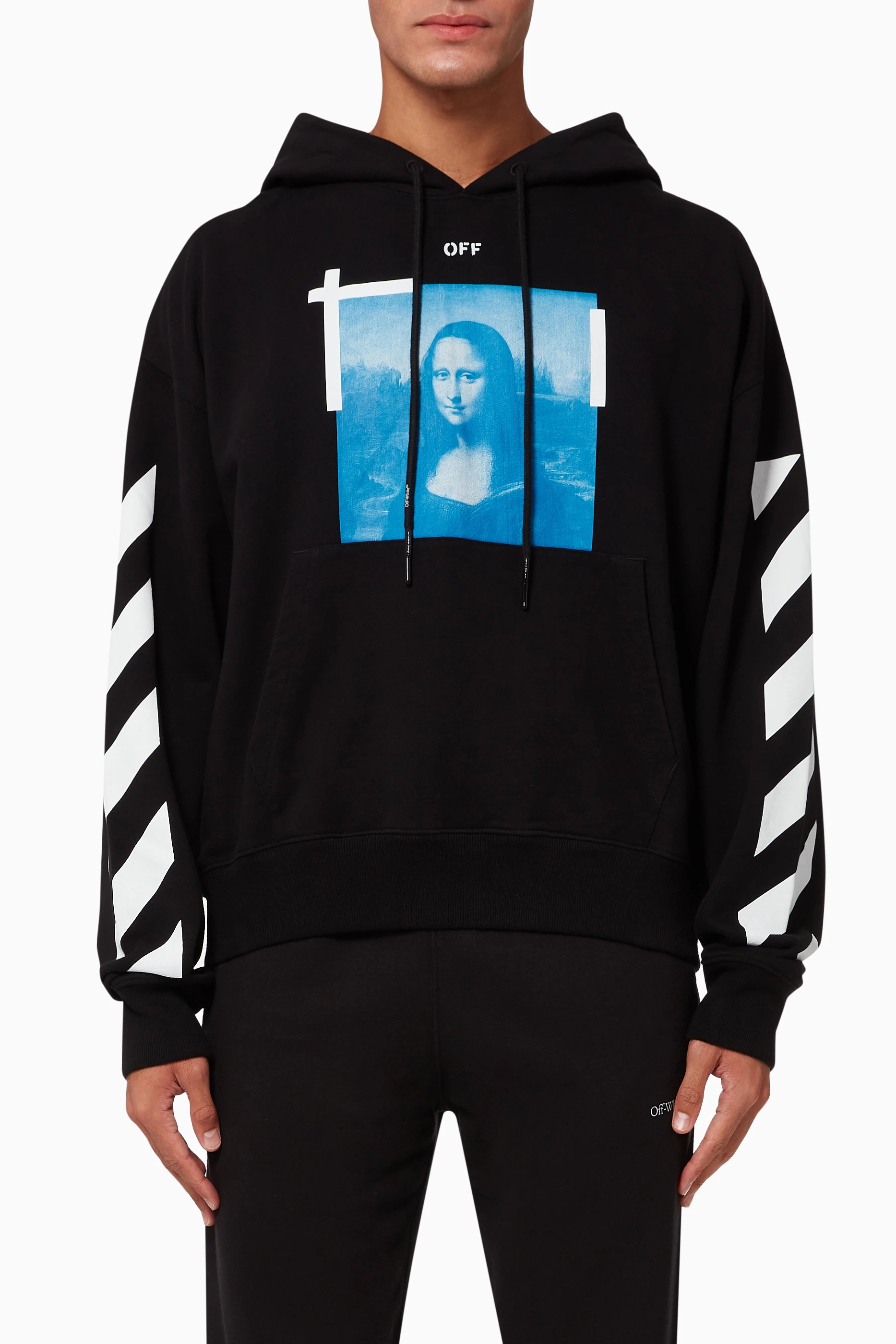 Buy Off White Black Mona lisa Oversized Cotton Hoodie for Men Online Ounass Kuwait