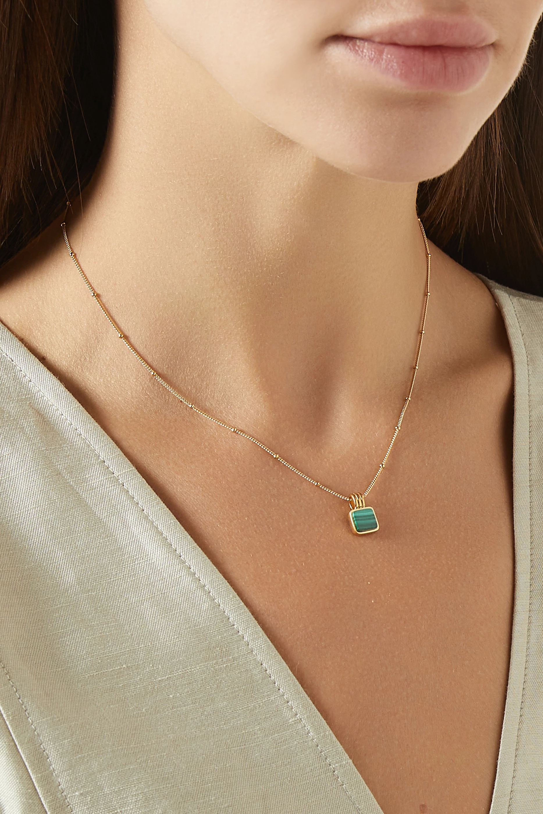Buy Missoma Green x Lucy Williams Square Malachite Necklace
