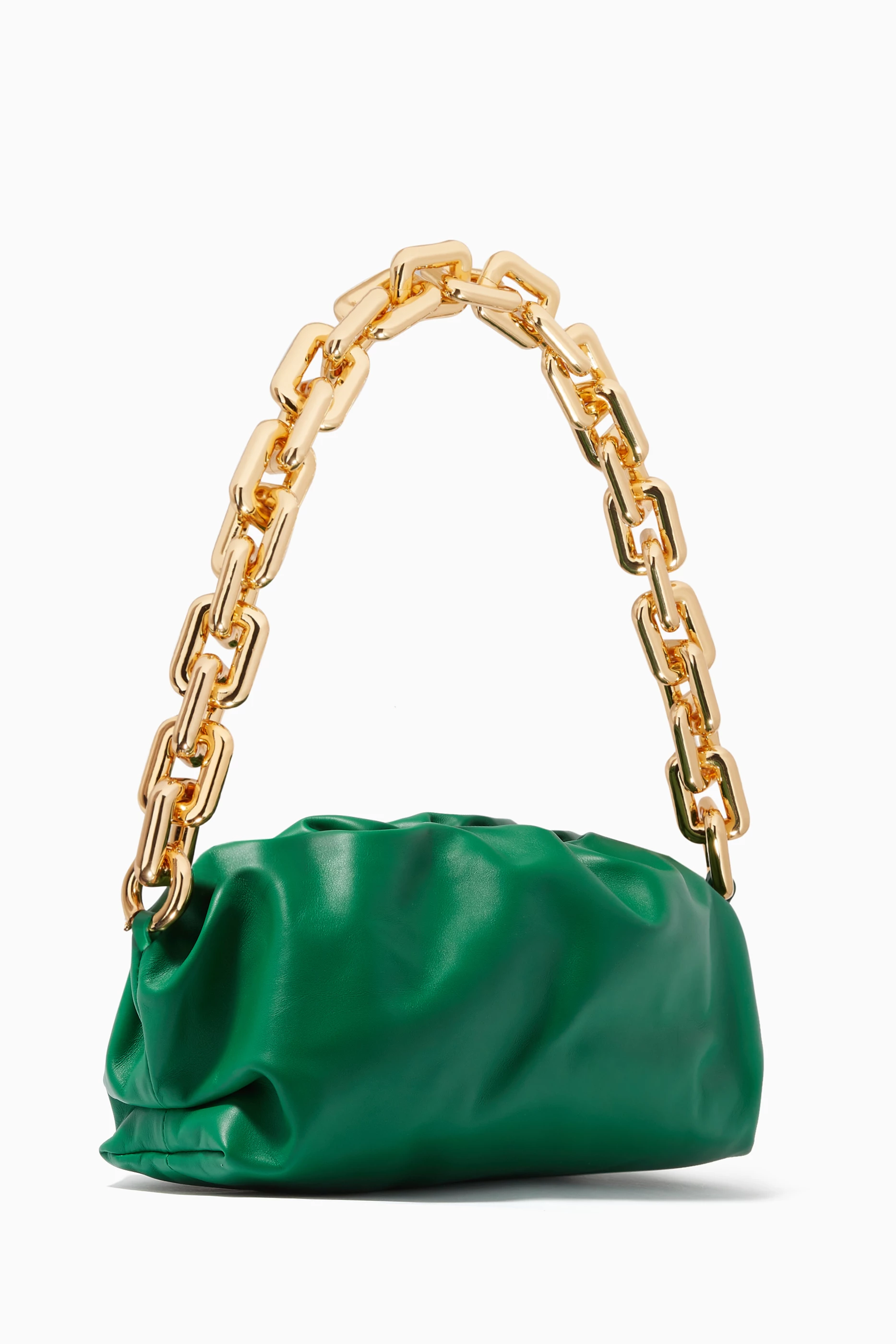 Buy Bottega Veneta Green The Chain Pouch in Nappa Calfskin for