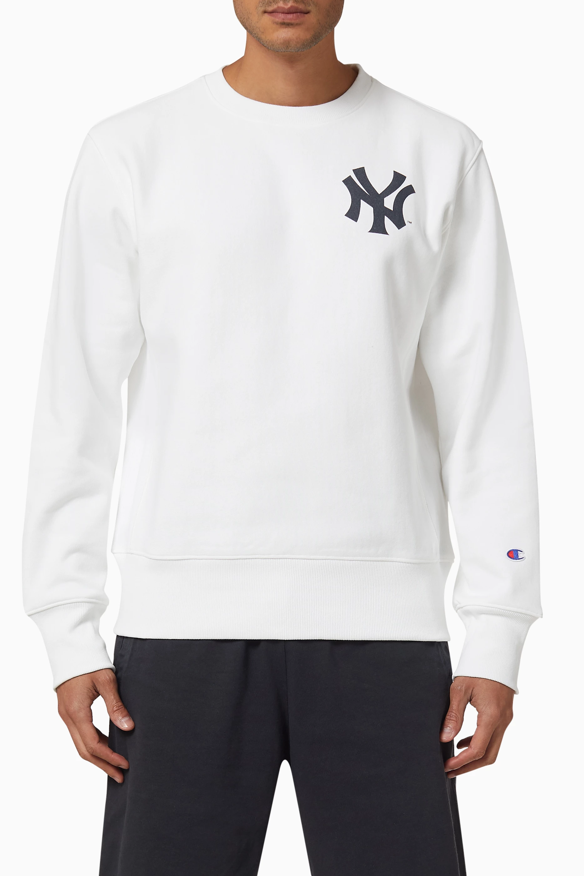 Buy Champion White x MLB New York Yankees Reverse Weave Sweatshirt for Men Online Ounass Kuwait