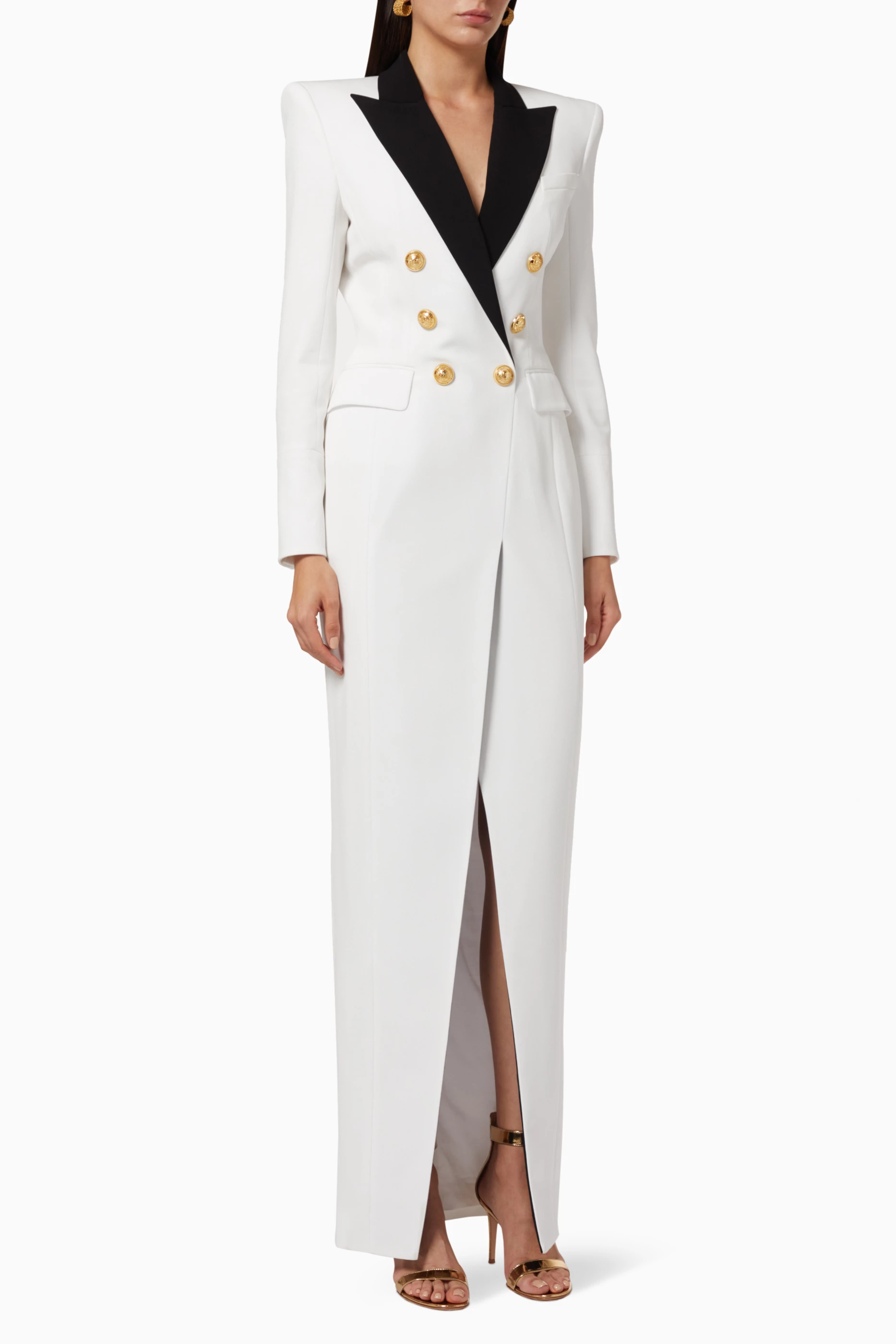 Buy Balmain White Long Viscose Dress with Buttons for Women Online Ounass Kuwait