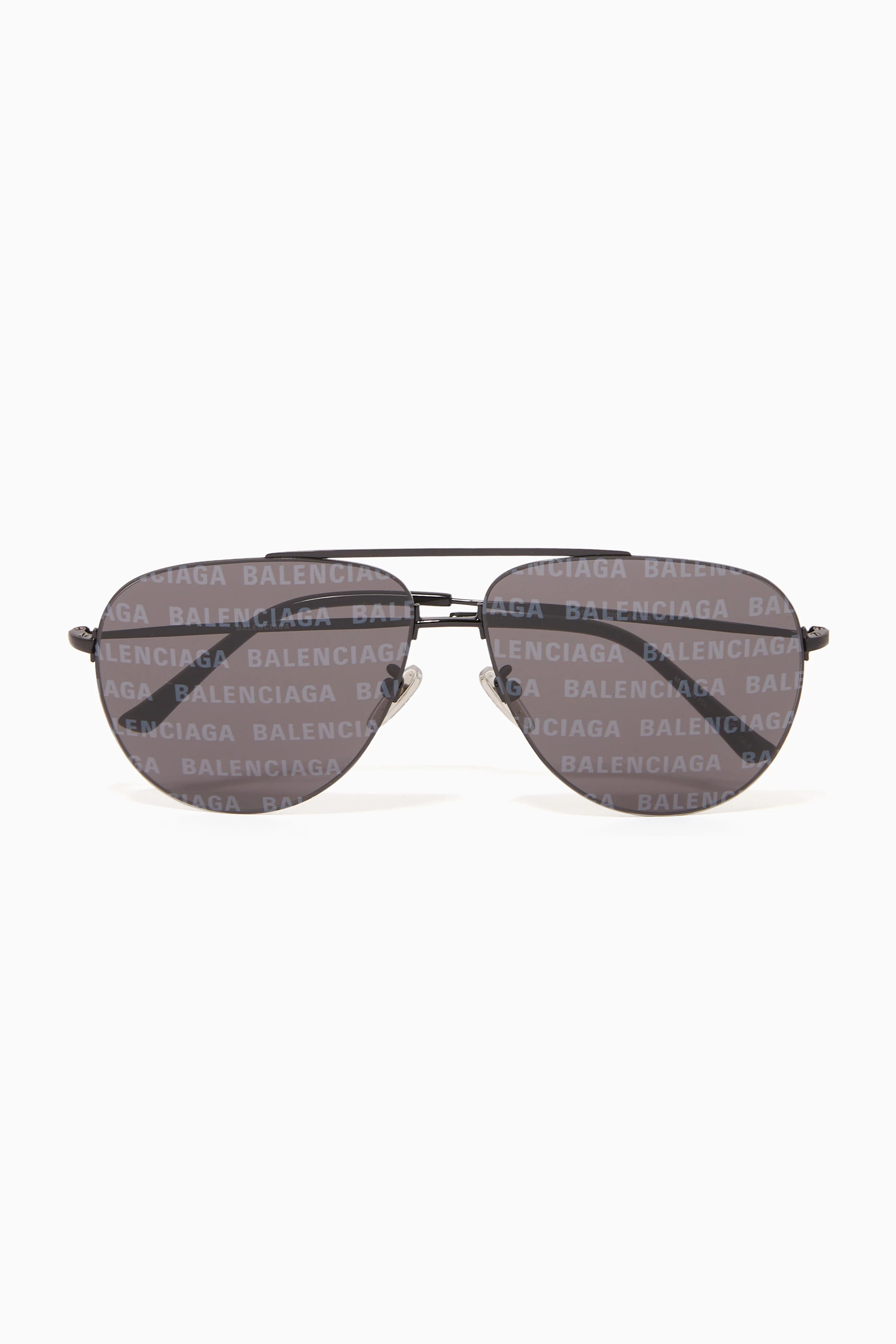 Buy Balenciaga Black Invisible XXL Pilot Sunglasses in Metal for Men Online Ounass Kuwait