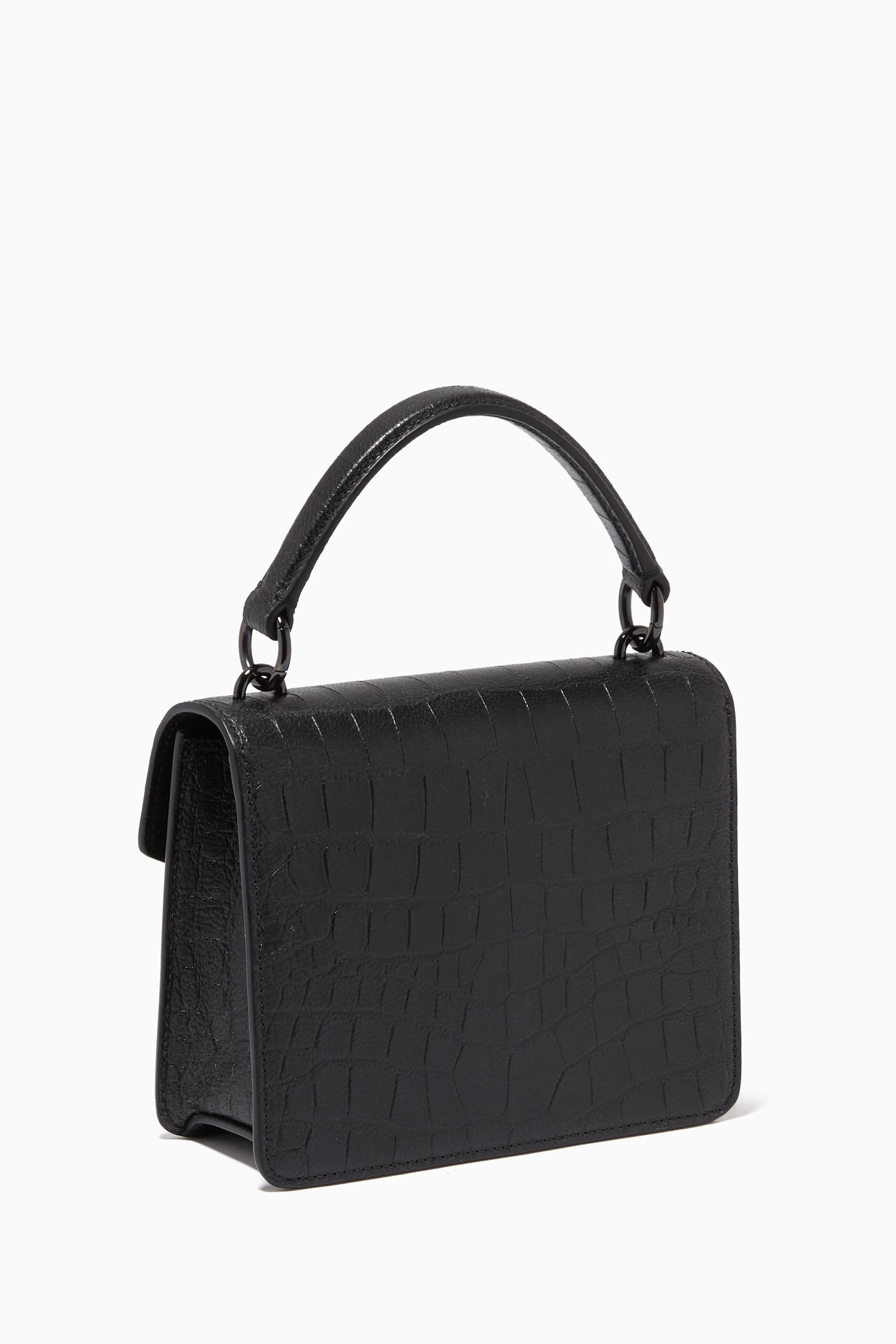 Buy Mulberry Black Small Amberley Crossbody Bag in Croc