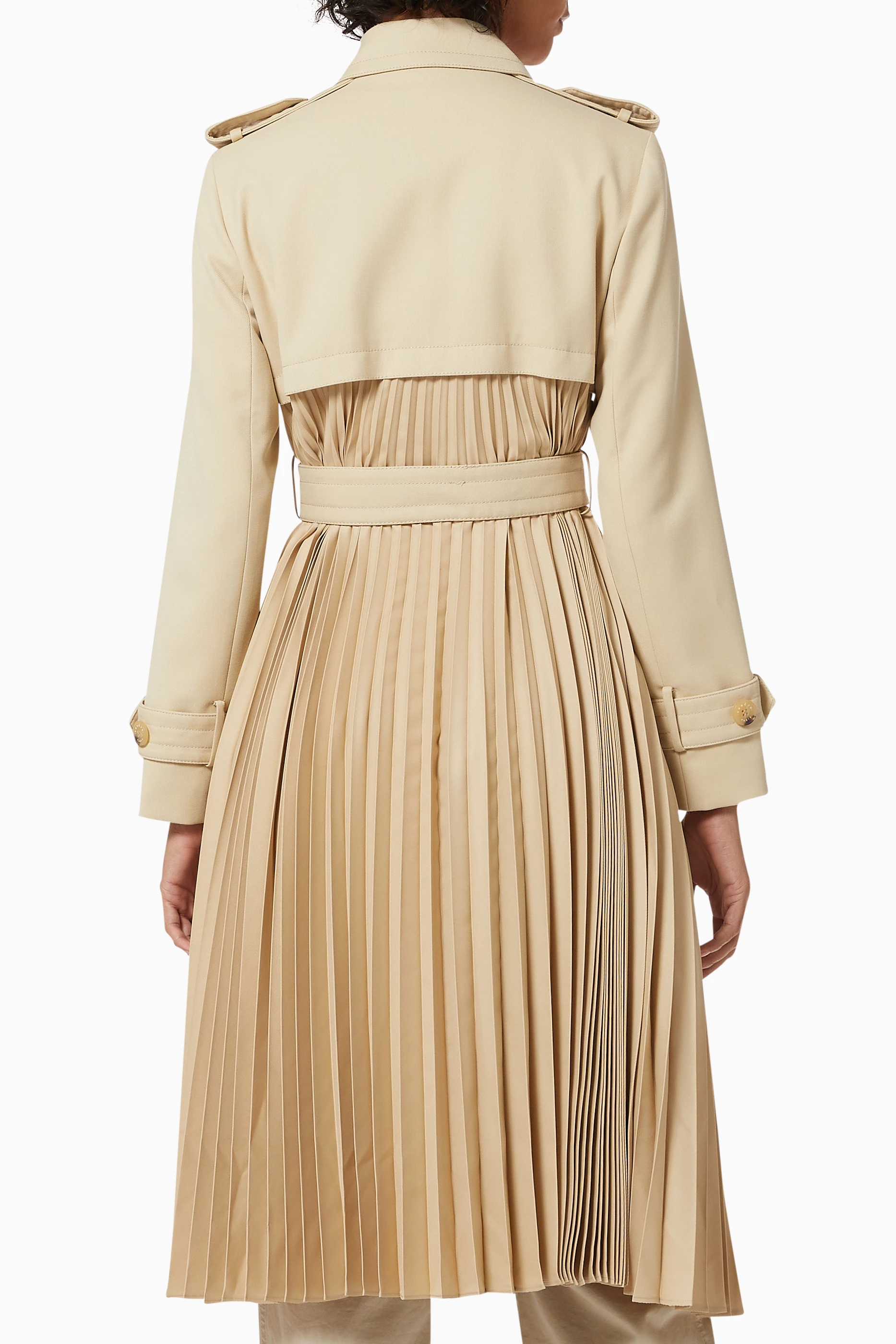 Buy SANDRO Neutral Vino Pleated Trench Coat for Women Online Ounass Kuwait