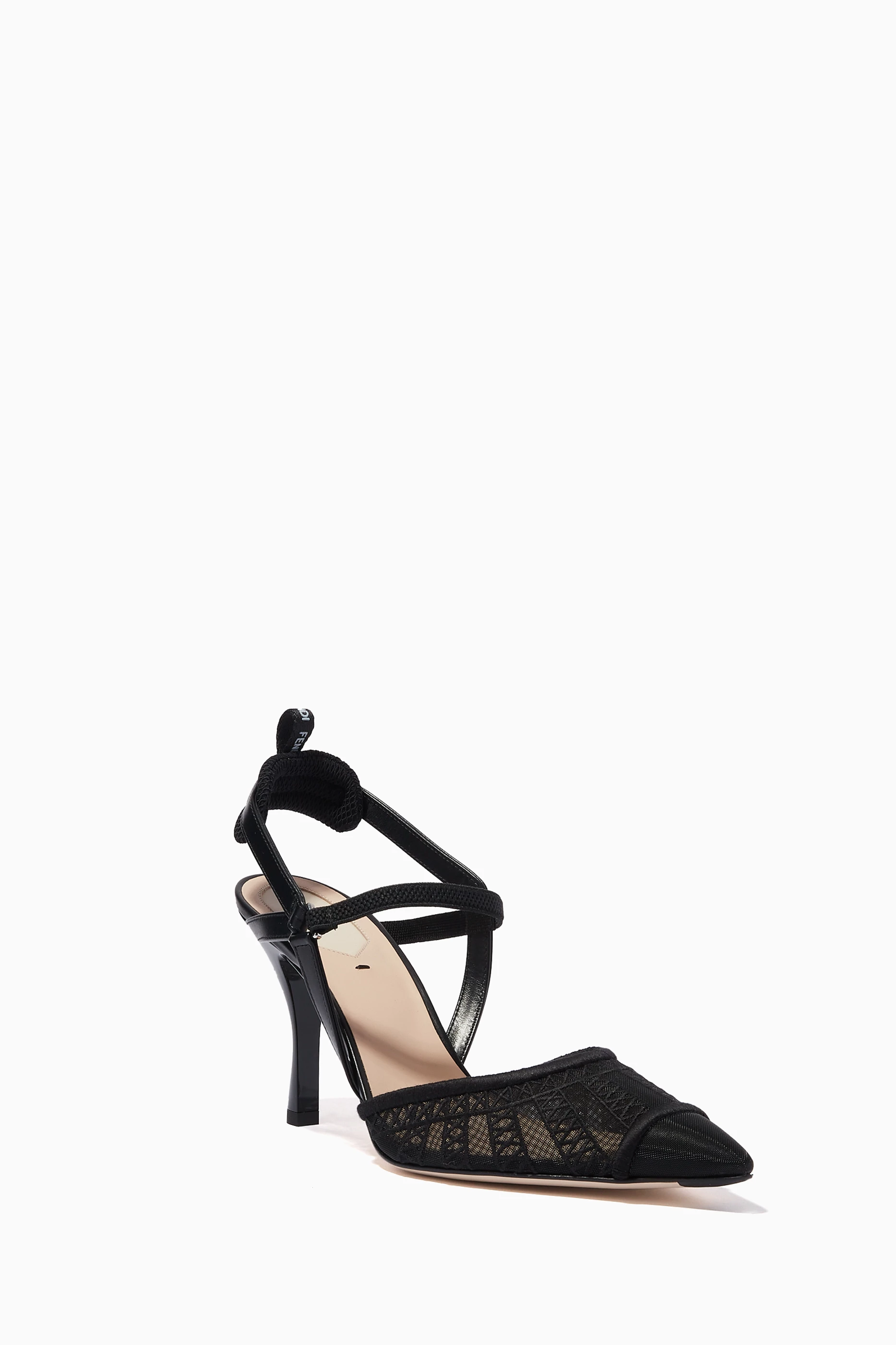 Buy Fendi Black Colibri Slingback Pumps in Micromesh for Women Online Ounass Kuwait