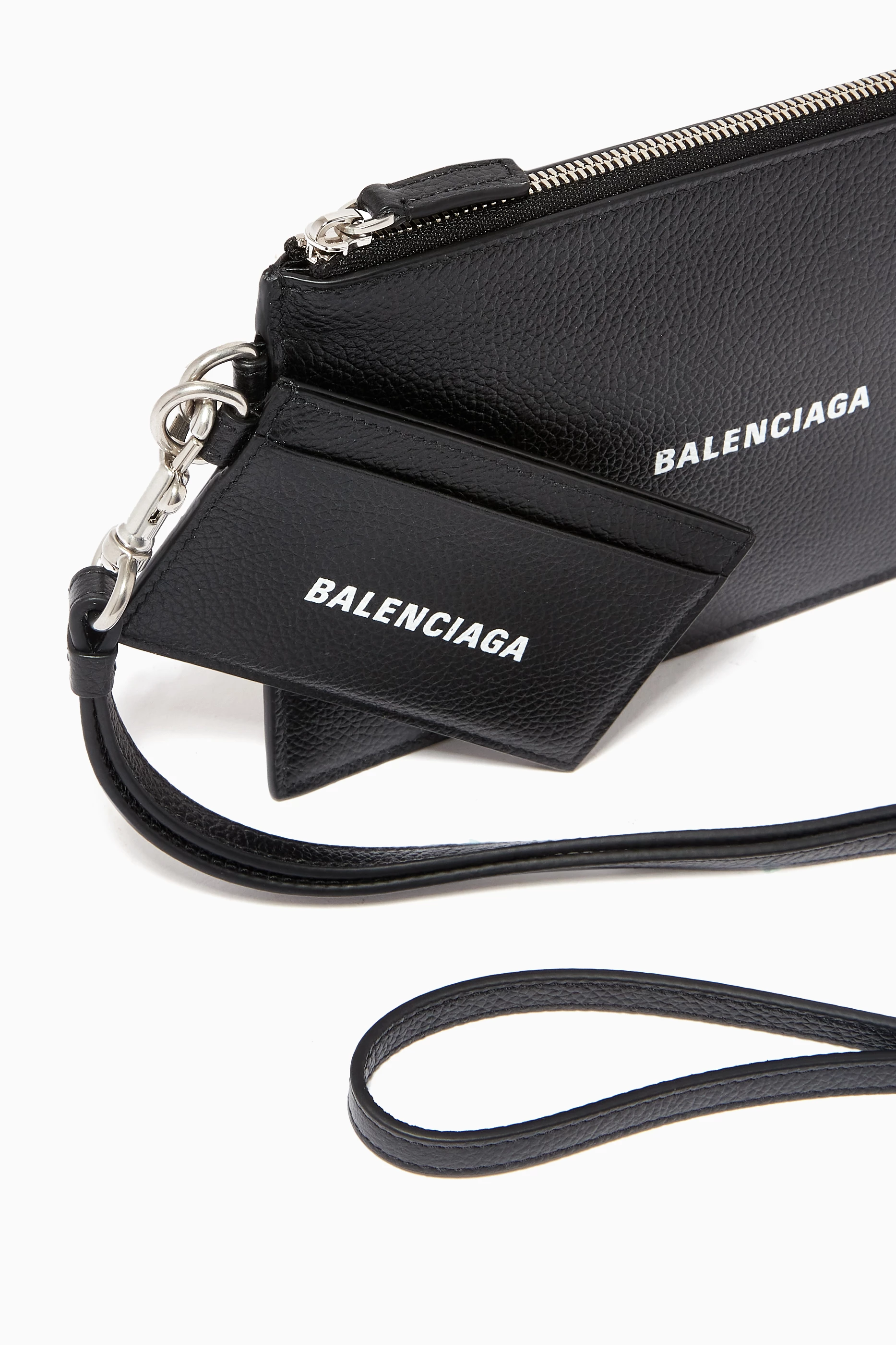 Buy Balenciaga Black Cash Pouch with Card Holder in Grained Calfskin for Men Online Ounass Kuwait