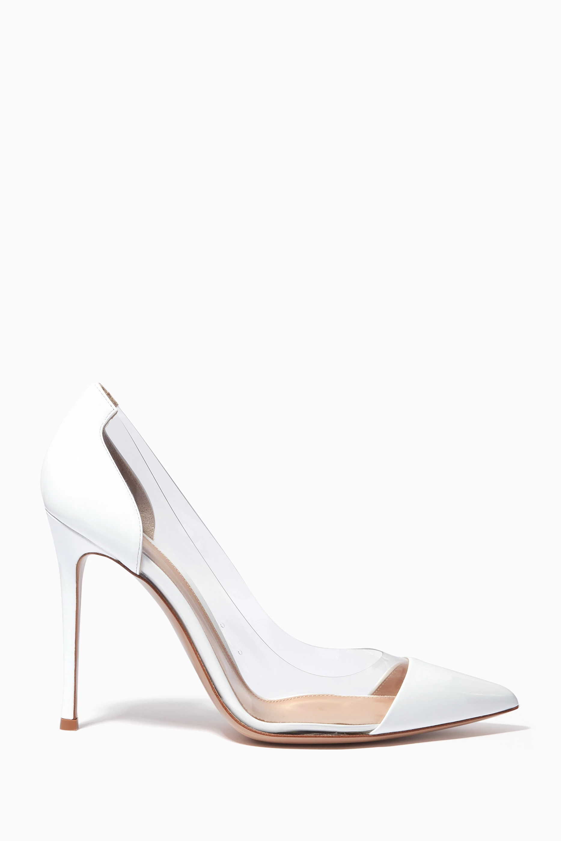 Buy Gianvito Rossi White Plexi 105 Pumps in Patent Leather for Women Online Ounass Kuwait