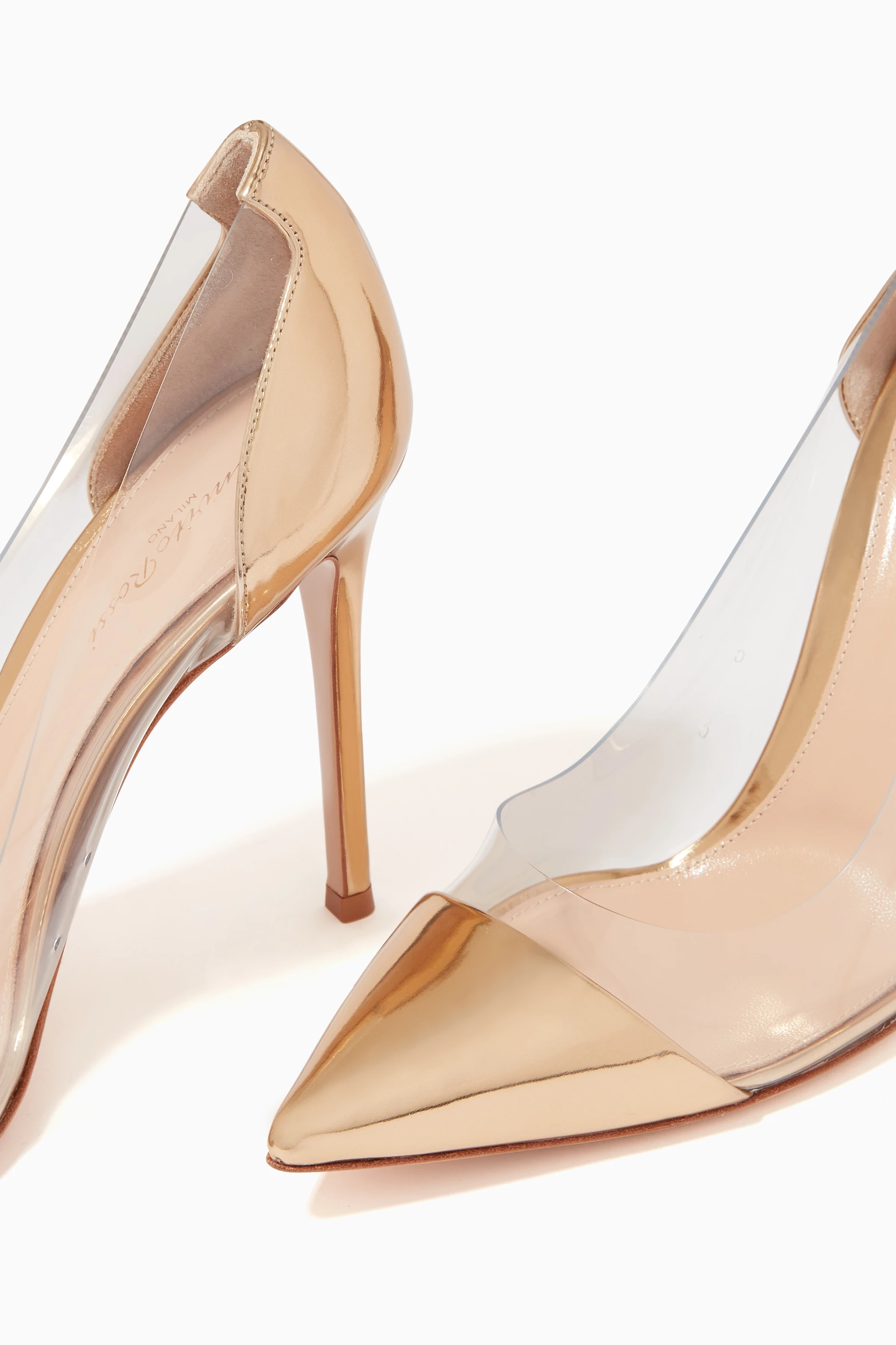 Gianvito rossi gold plexi pumps new arrivals