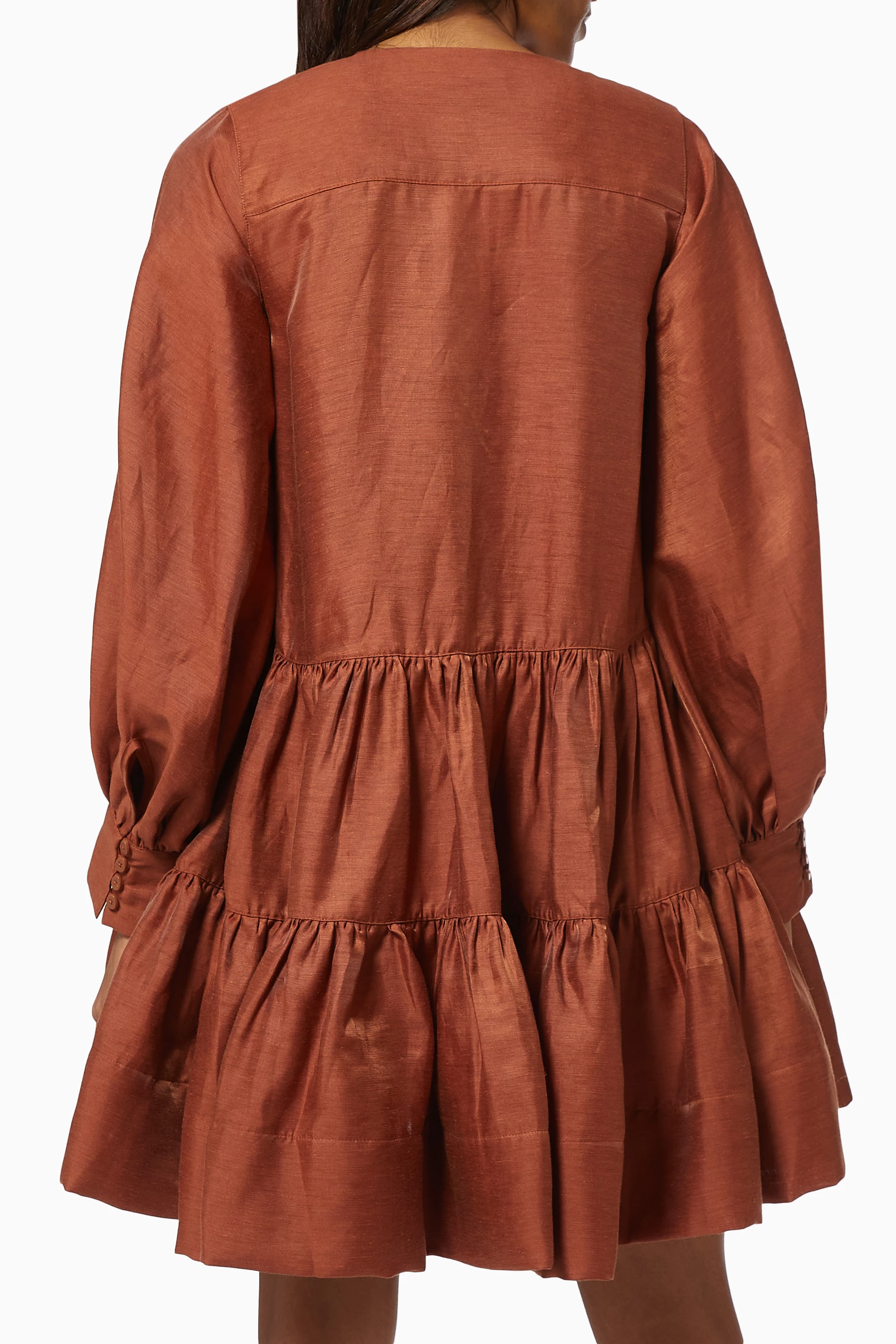 Buy Shona Joy Brown Elsa Tuxedo Shirt Dress in Linen for Women Online |  Ounass Kuwait