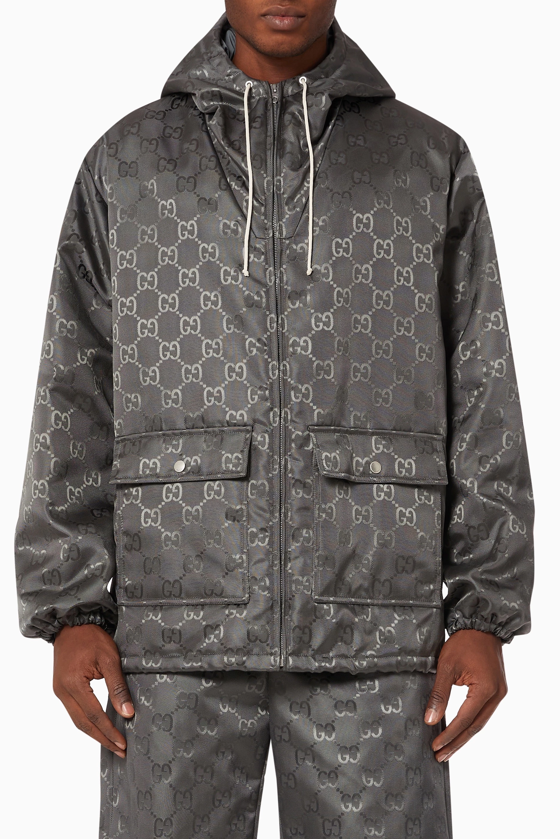 Buy Gucci Grey Off The Grid Zip Jacket in GG ECONYL® for Men