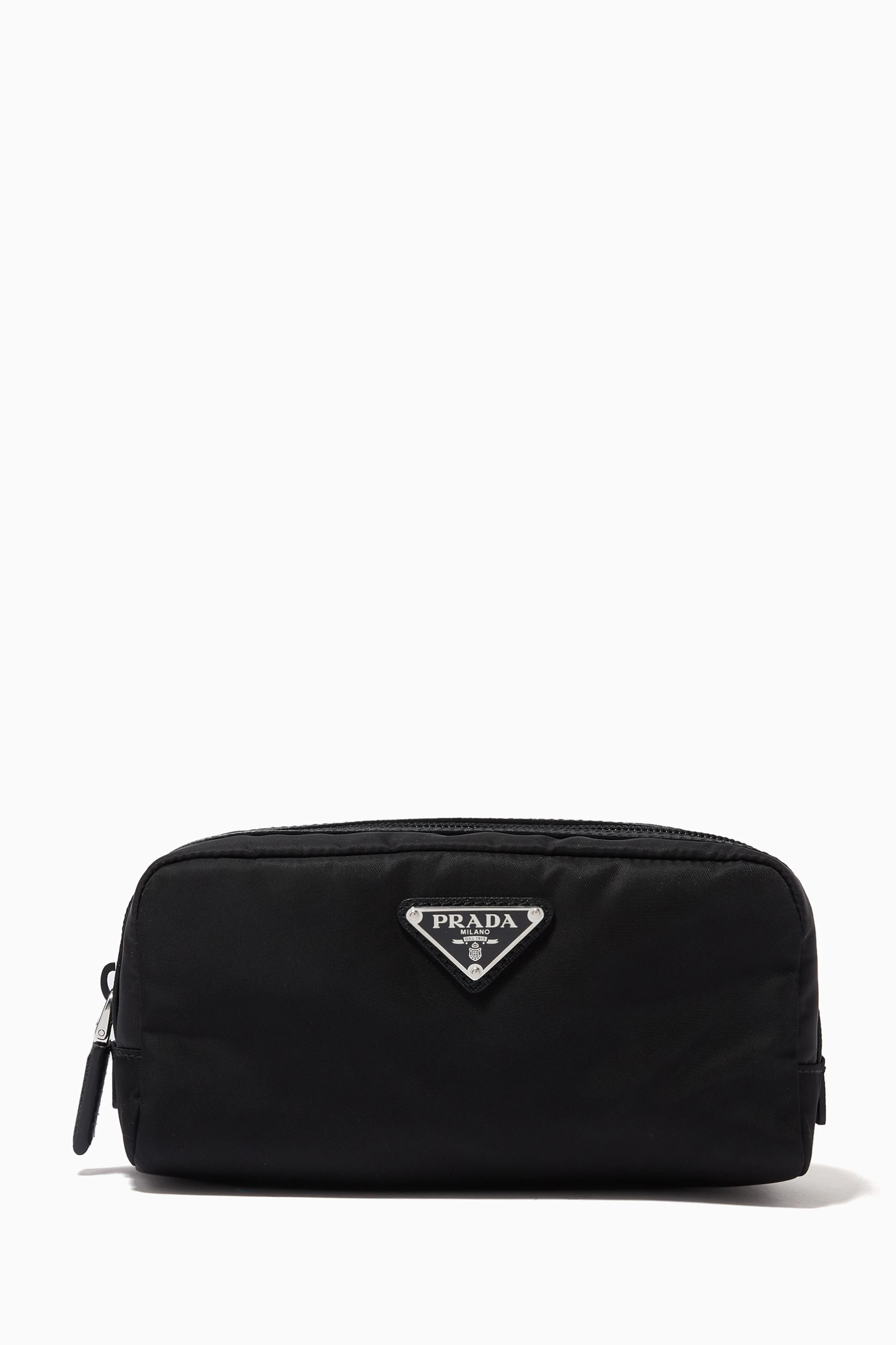Buy Prada Black Triangle Logo Toiletry Bag in Re Nylon Saffiano Leather for Men Online Ounass Kuwait