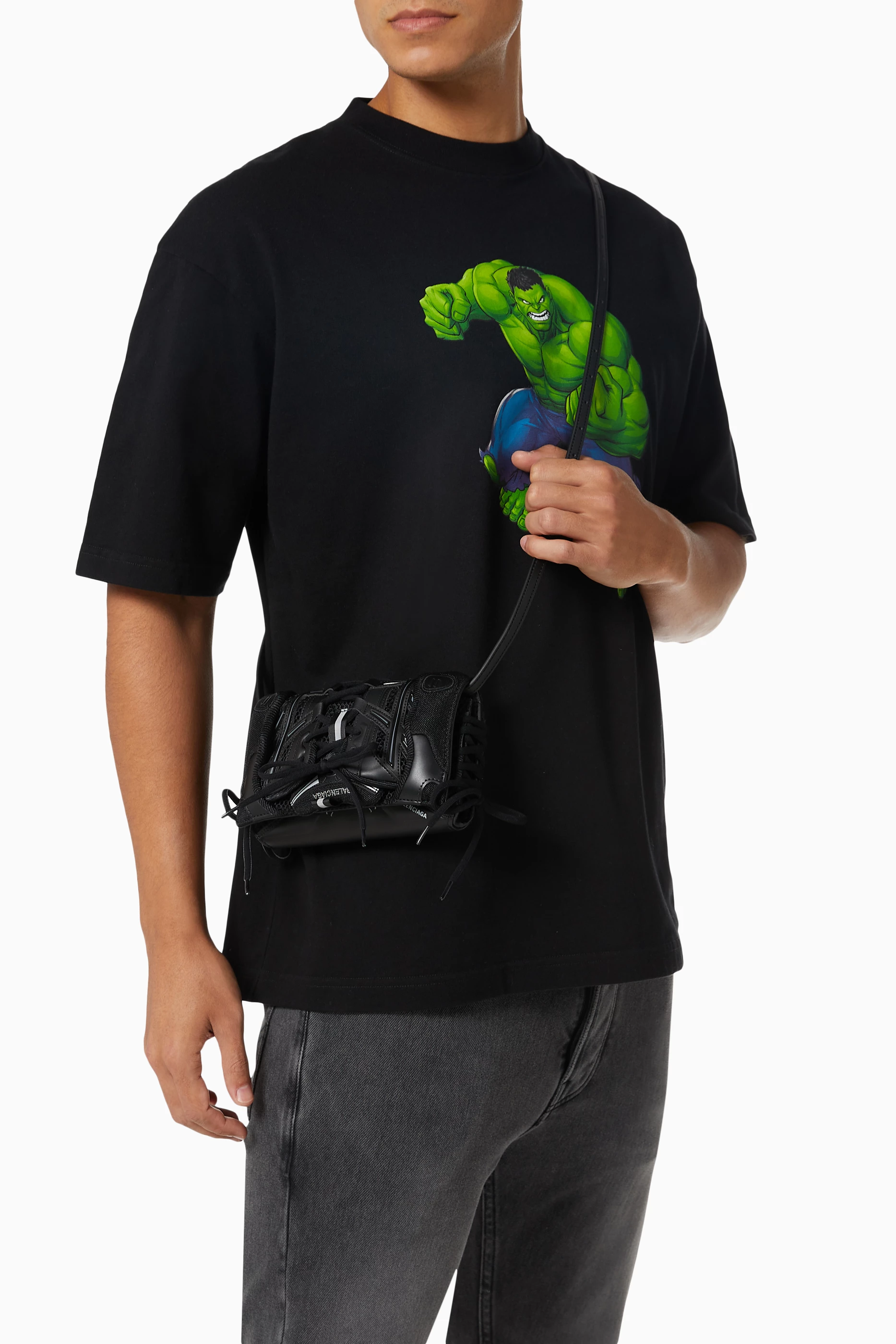 バッグ BALENCIAGA 21AW Sneakerhead Phone Holder Buy Balenciaga Black Sneakerhead Phone Holder in Mesh & Faux