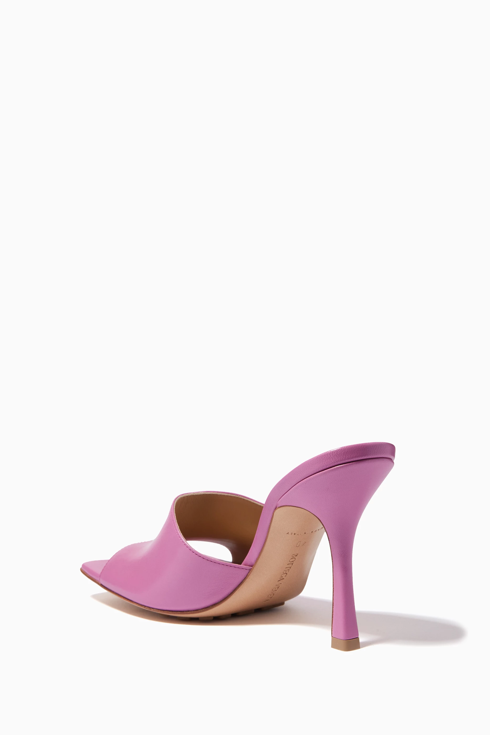 Buy Bottega Veneta Pink Stretch Mule Sandals in Nappa for