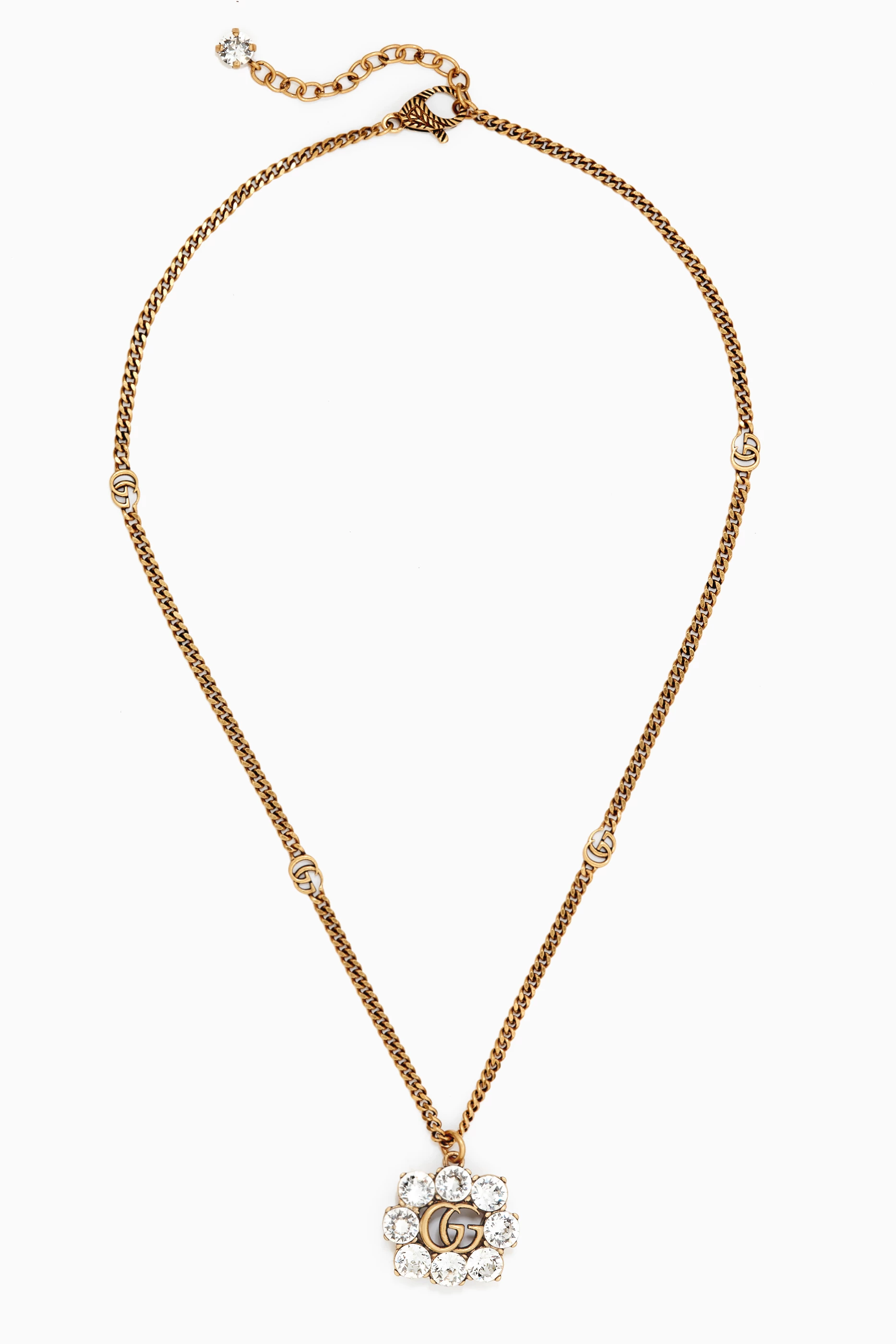 Buy Gucci Gold Crystal Double G Necklace for Women Online Ounass Kuwait