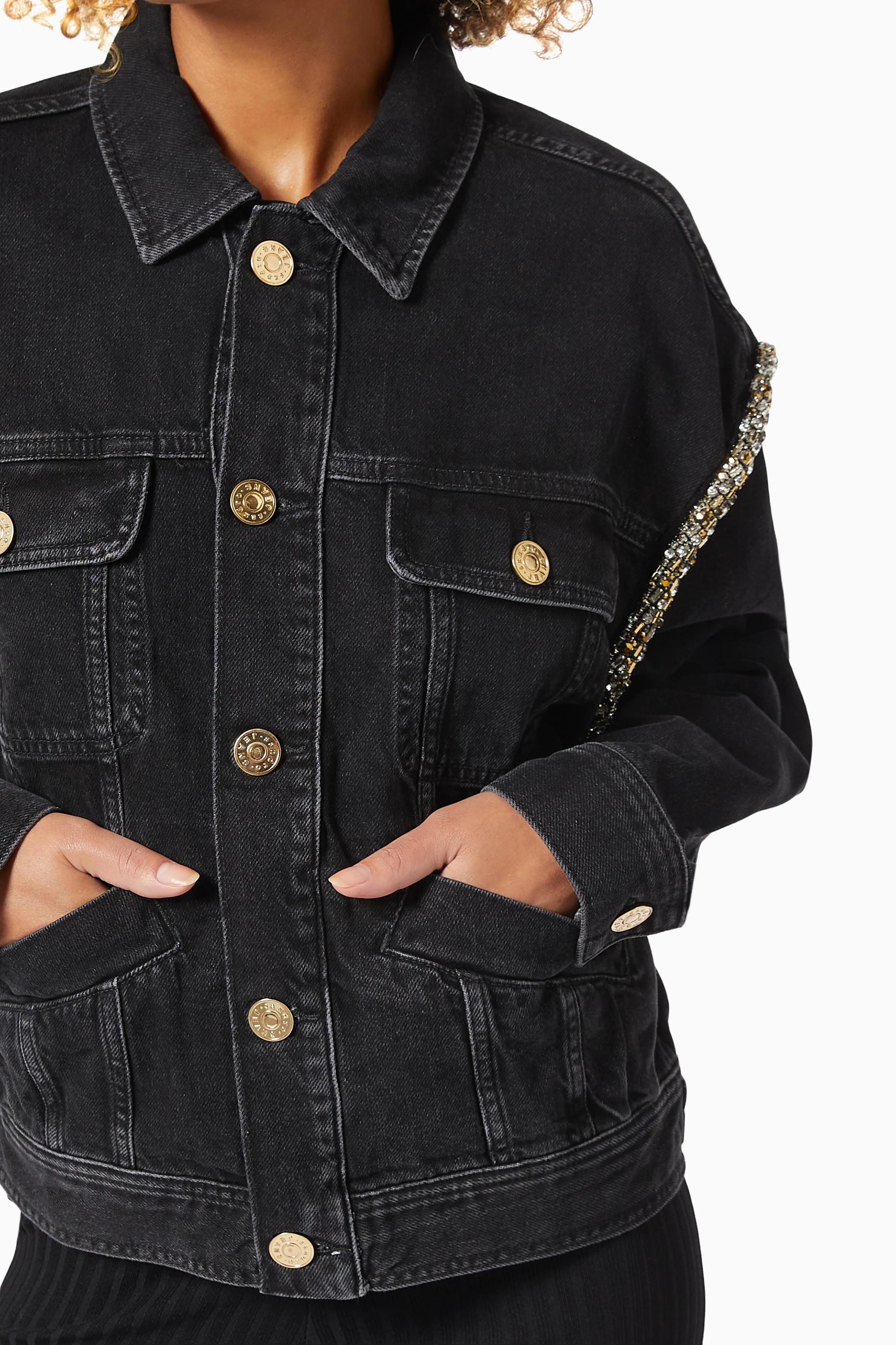 【SANDRO】 Paloma Embellished Denim Jacket Sandro Paloma Embellished Denim Jacket | Bloomingdale's