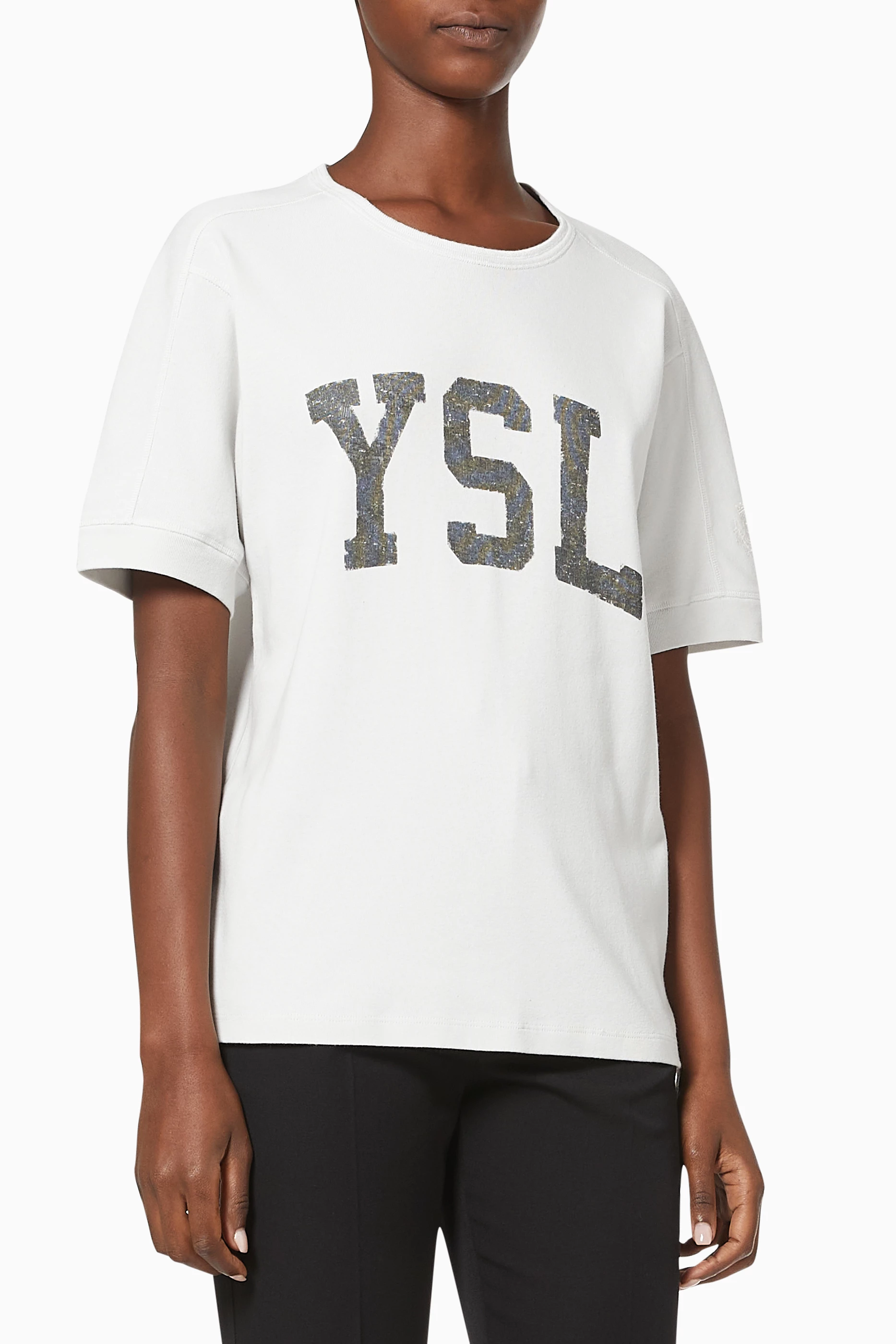 Buy ysl t shirt womens Free Shipping Buy SAINT LAURENT White YSL