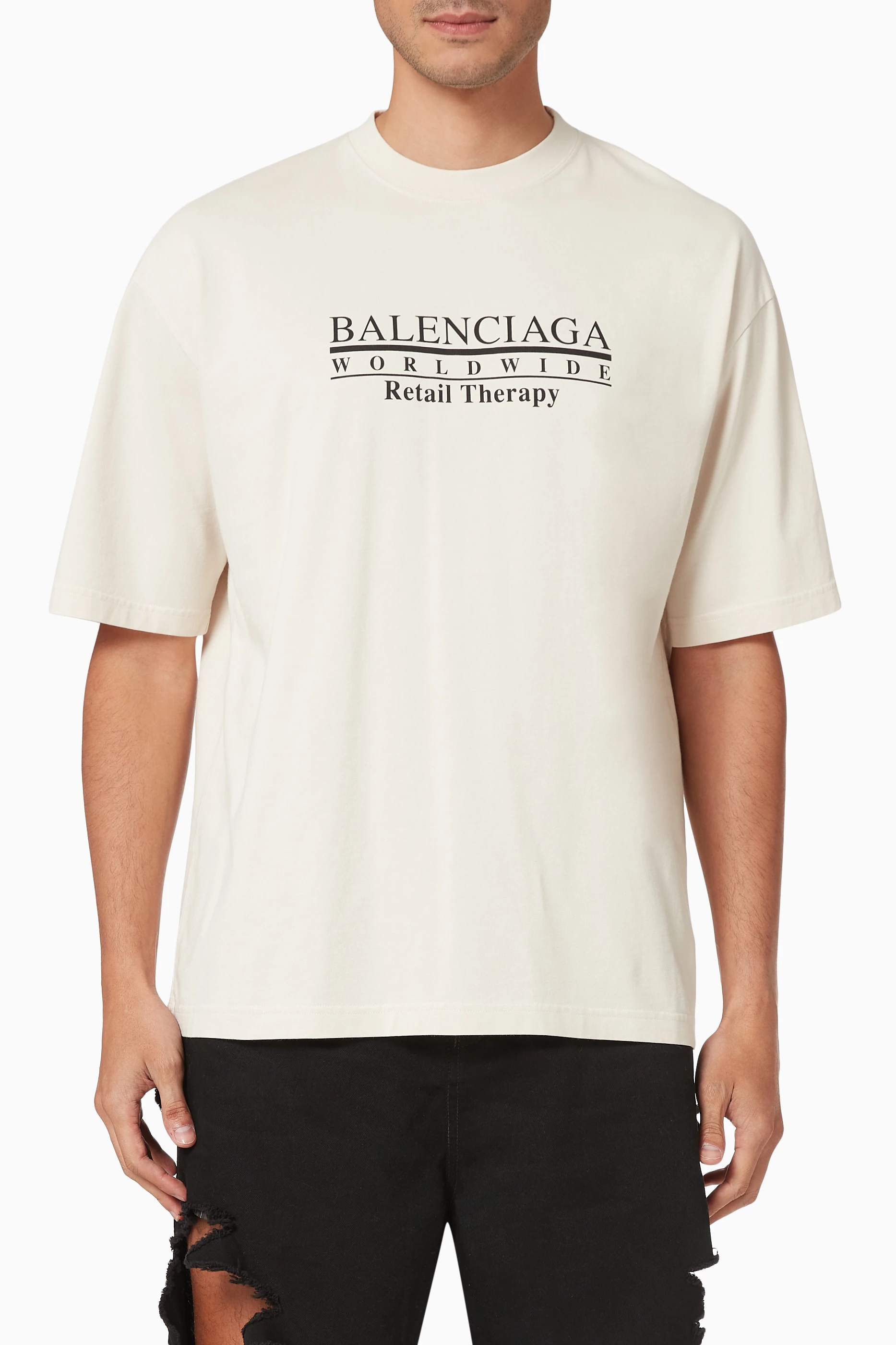 Buy Balenciaga White Retail Print Large Fit T-shirt in Vintage 