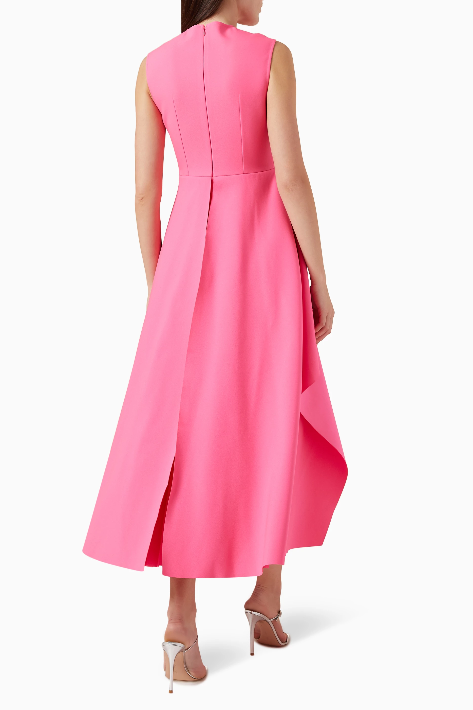 Buy Solace London Pink Severny Midi Dress in Satin for Women