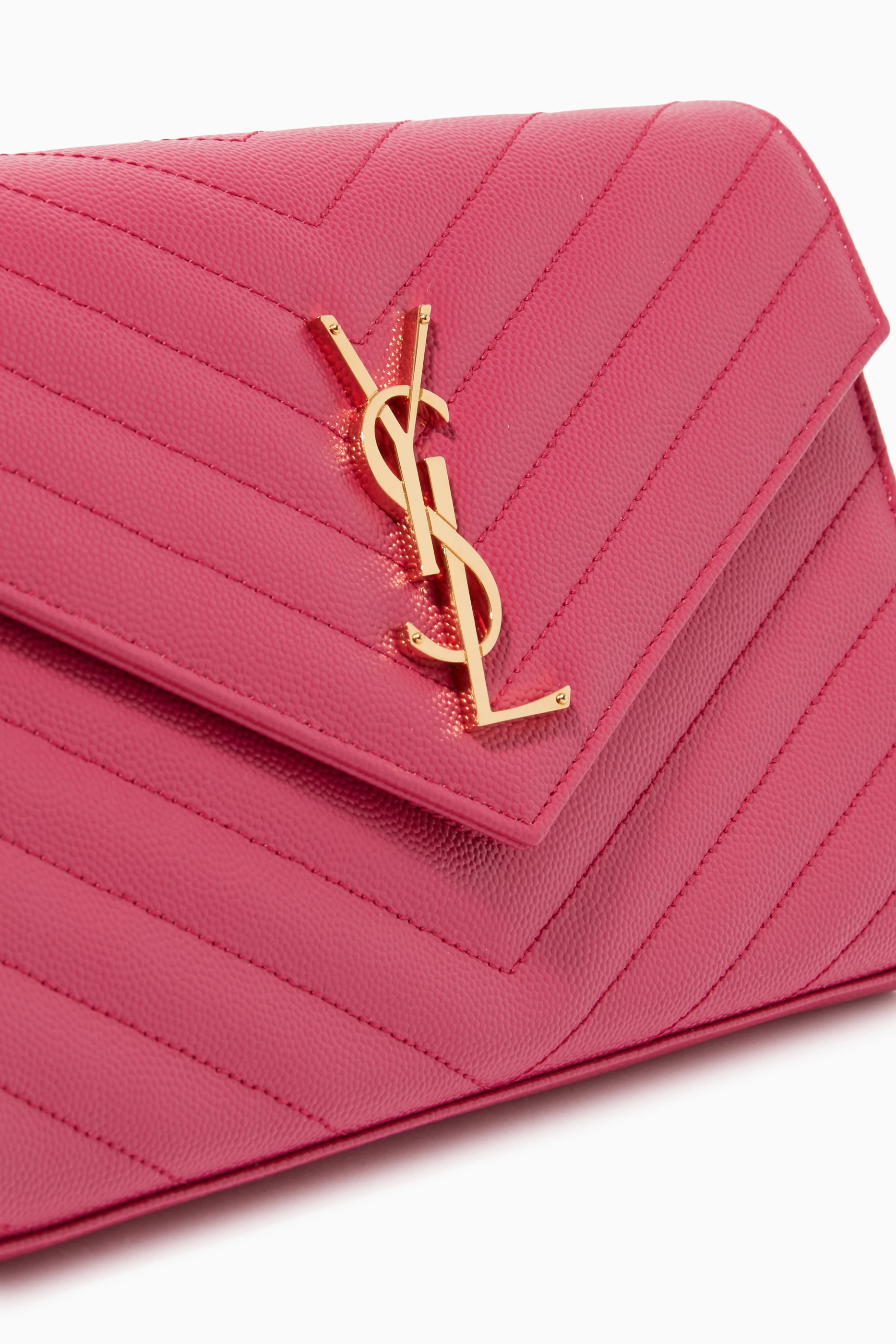 Buy SAINT LAURENT Pink Cassandre Chain Wallet in Matelasse Leather for Women Online Ounass Kuwait