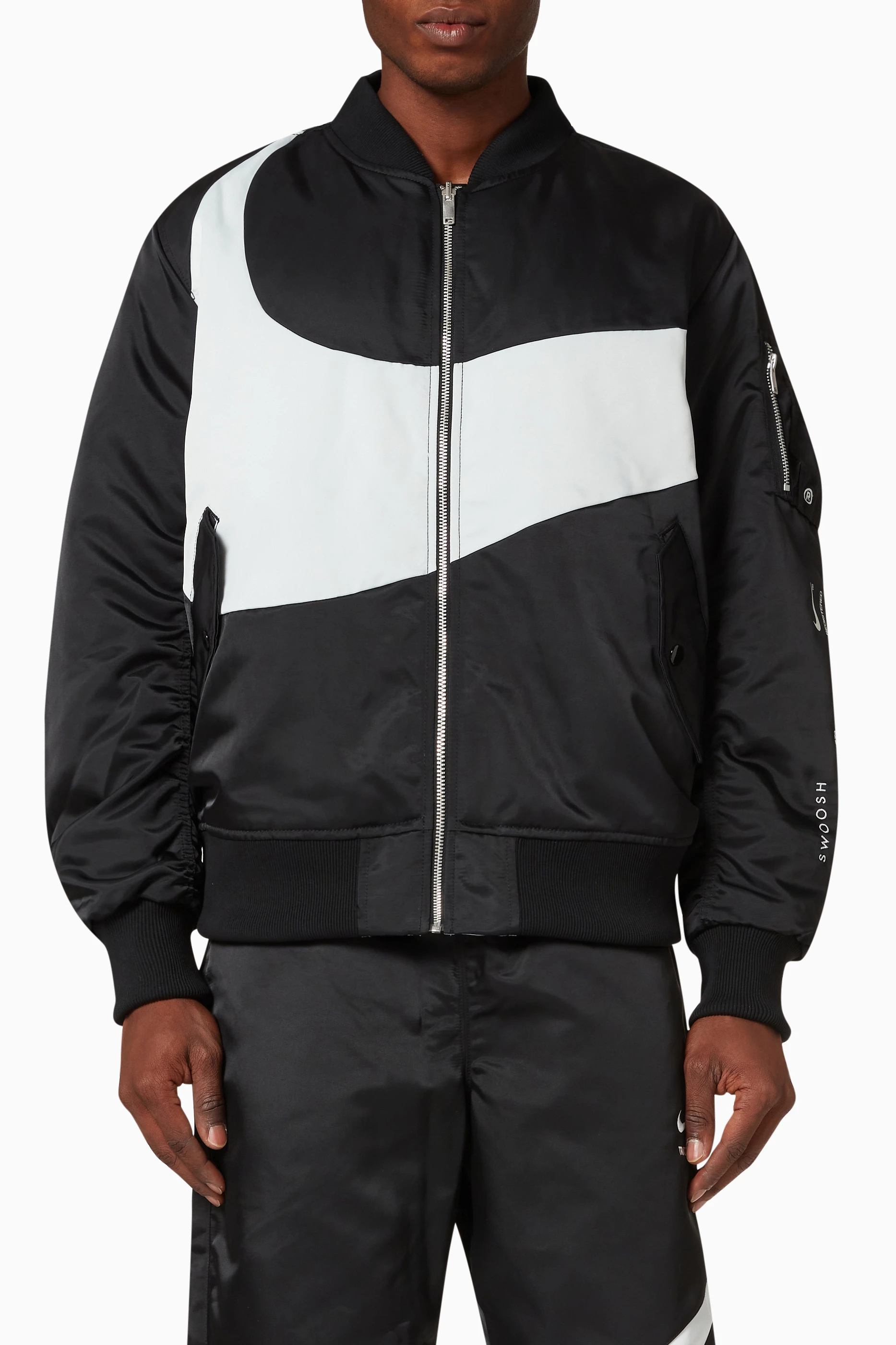 Buy Nike Black M Nsw Synfl Swoosh Bomber Jacket in Nylon for Men