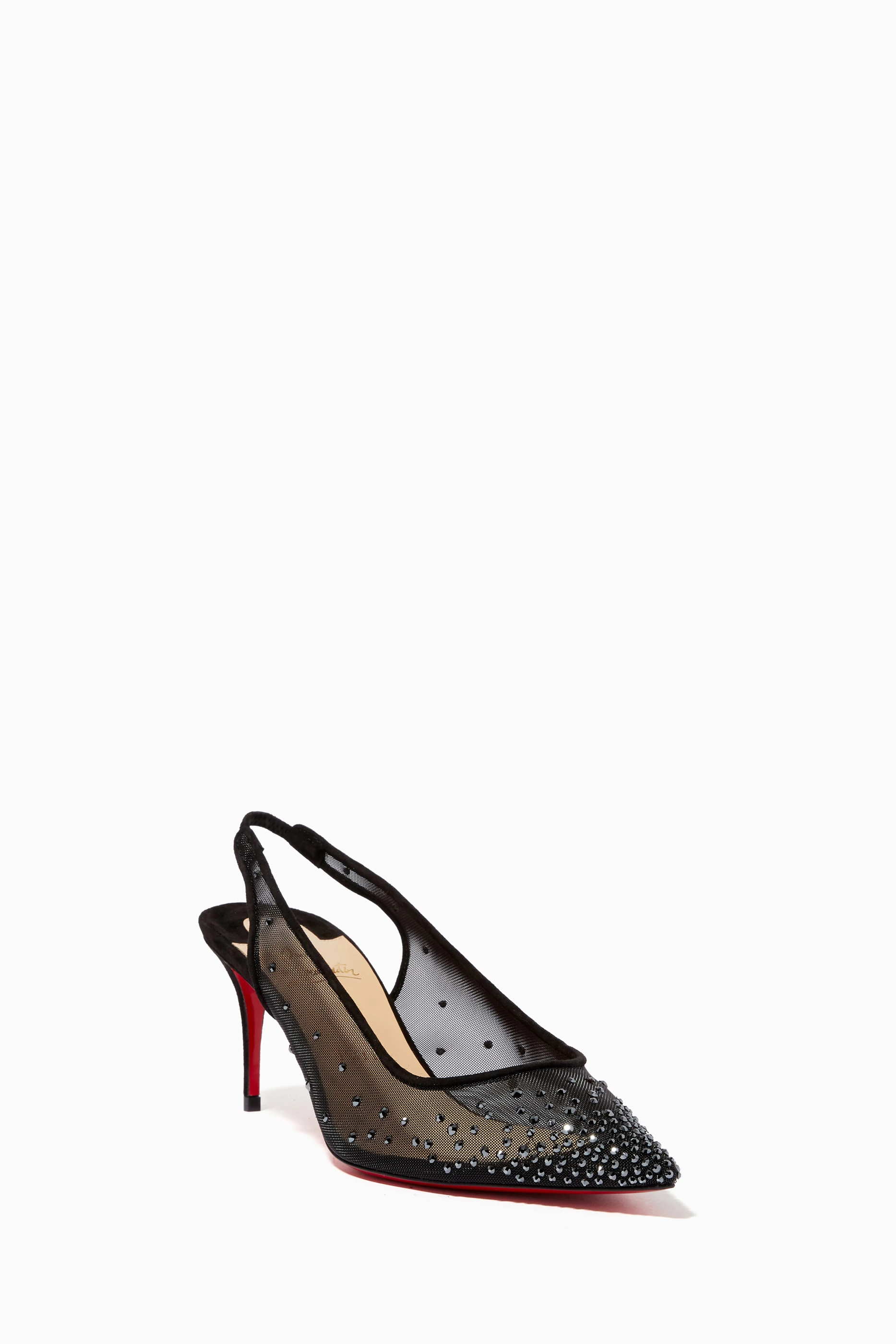 Buy Christian Louboutin Multicolour Follies Strass Sling 70 Pumps in Mesh Suede for Women Online Ounass Kuwait