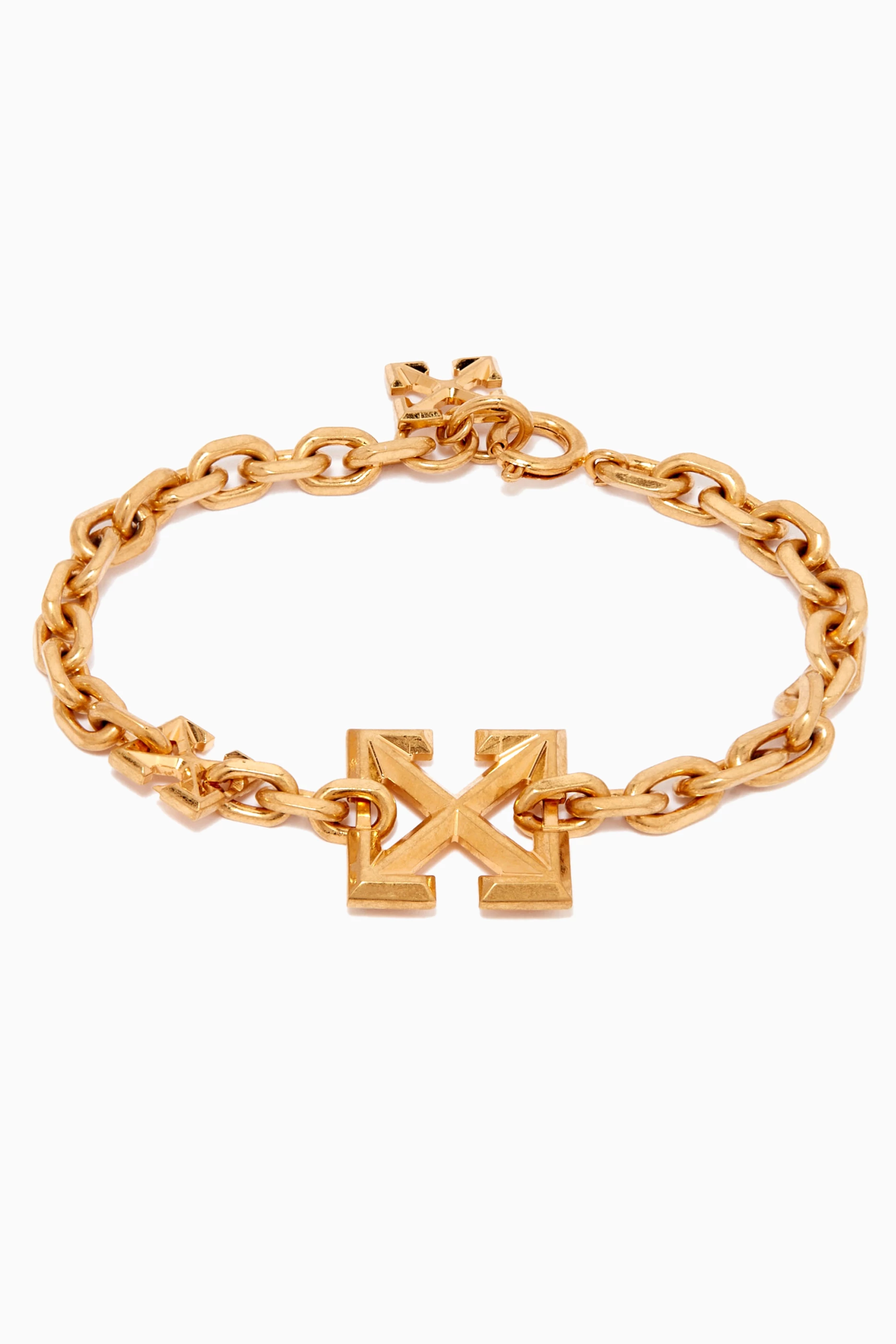 Buy Off-White Gold Arrows Chain Bracelet in Brass for Women Online 