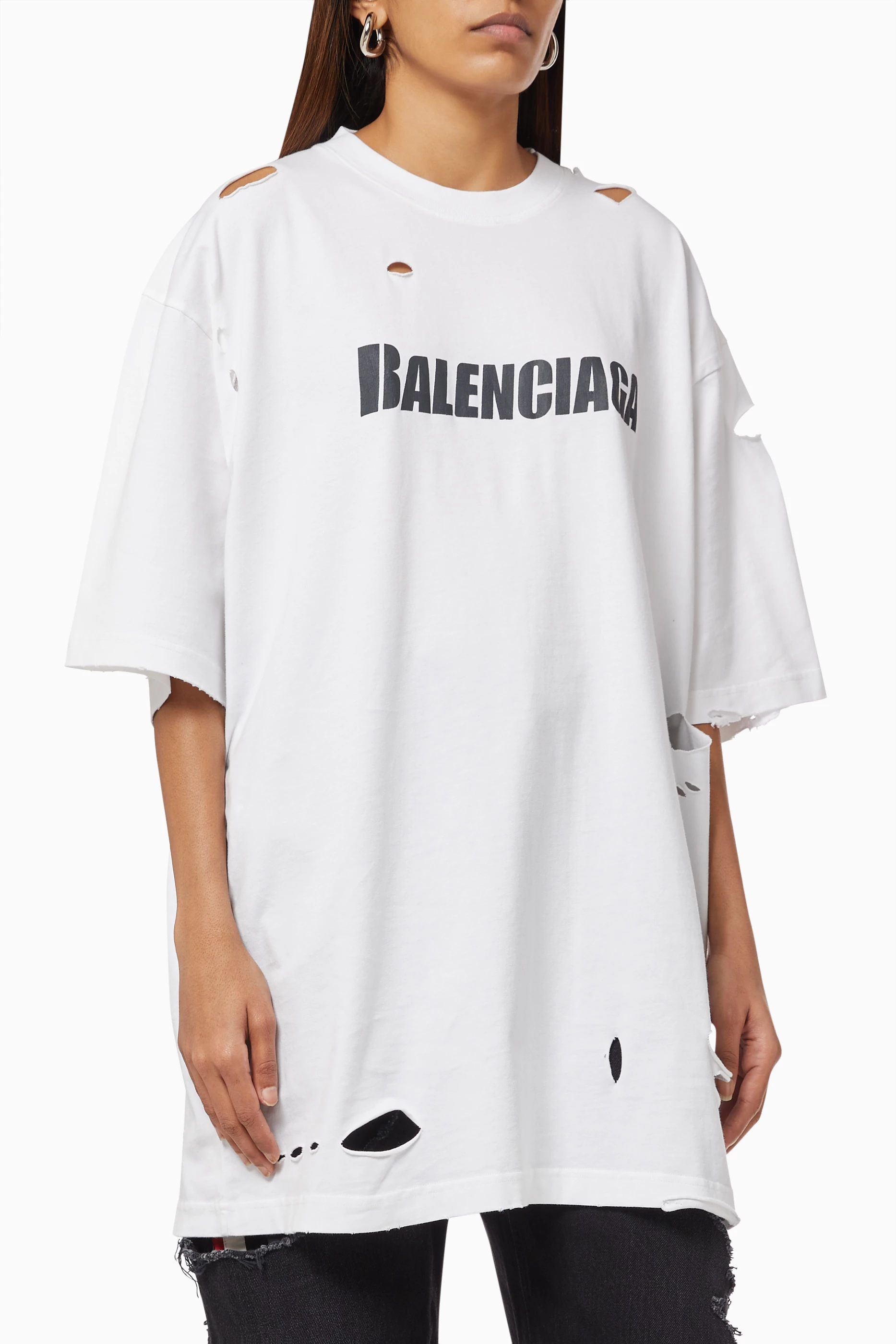 Buy Balenciaga White Caps Destroyed Flatground Large Fit T