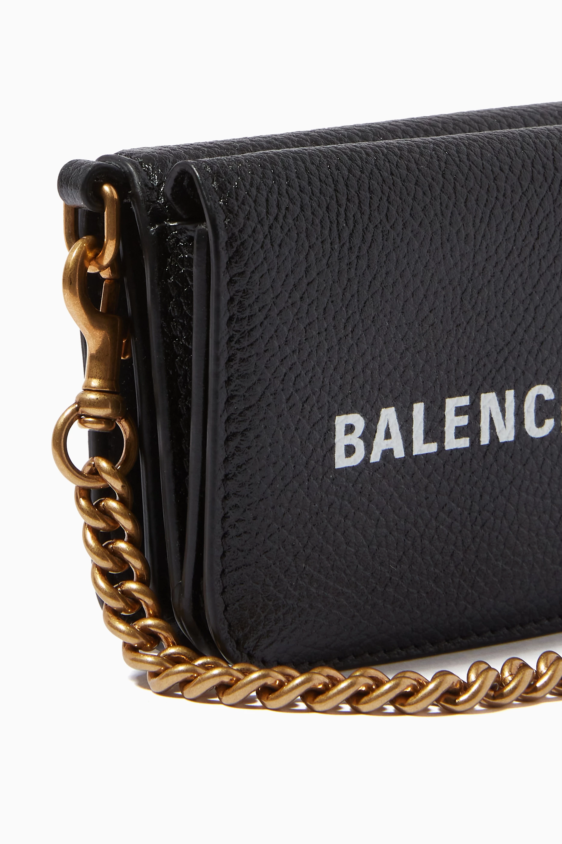 Buy Balenciaga Black Cash Mini Wallet on Chain in Calfskin