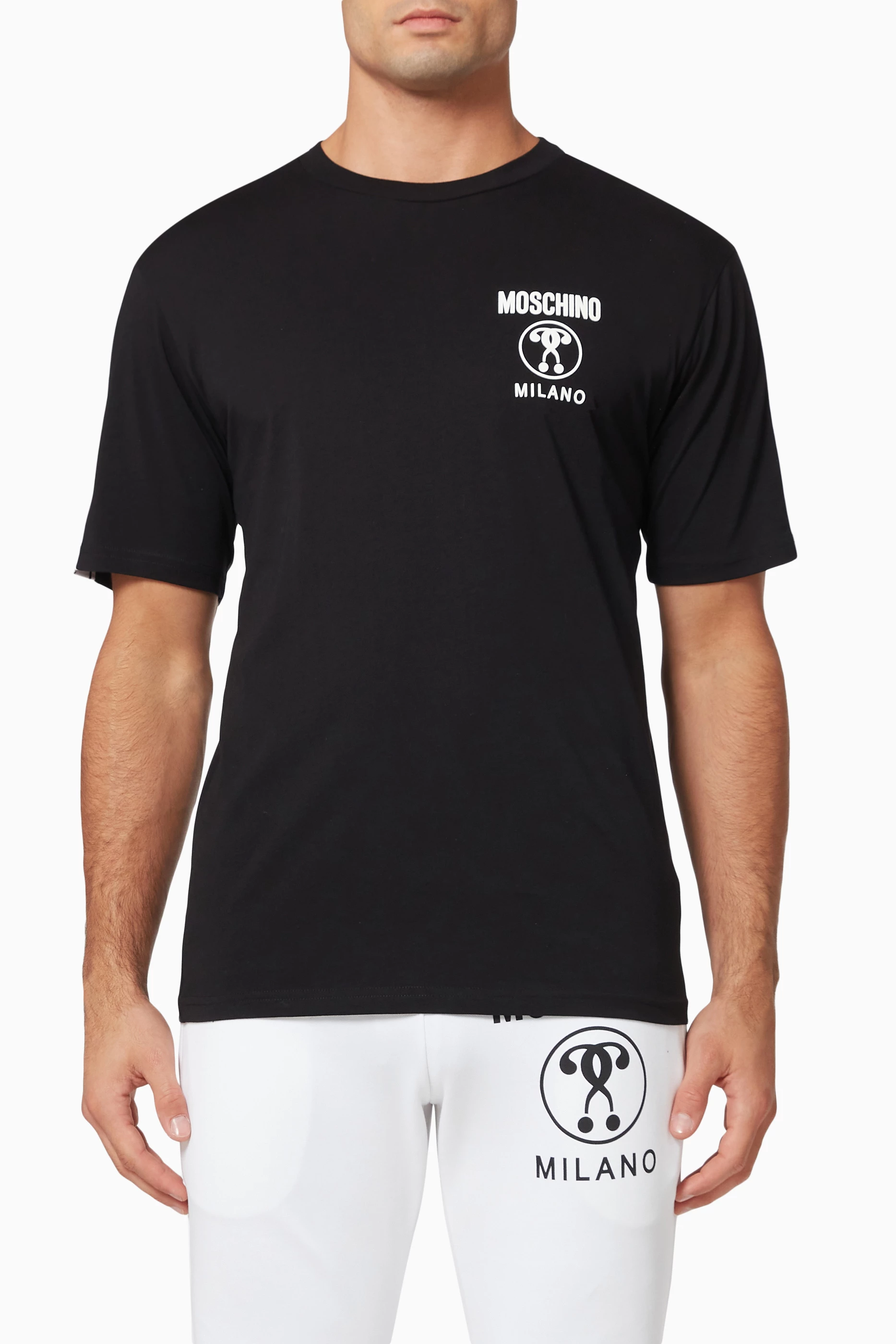 【関税込み】Moschino ブラック Double Question Mark Tシャツ Double Question Mark Jersey t-shirt | Shop Online