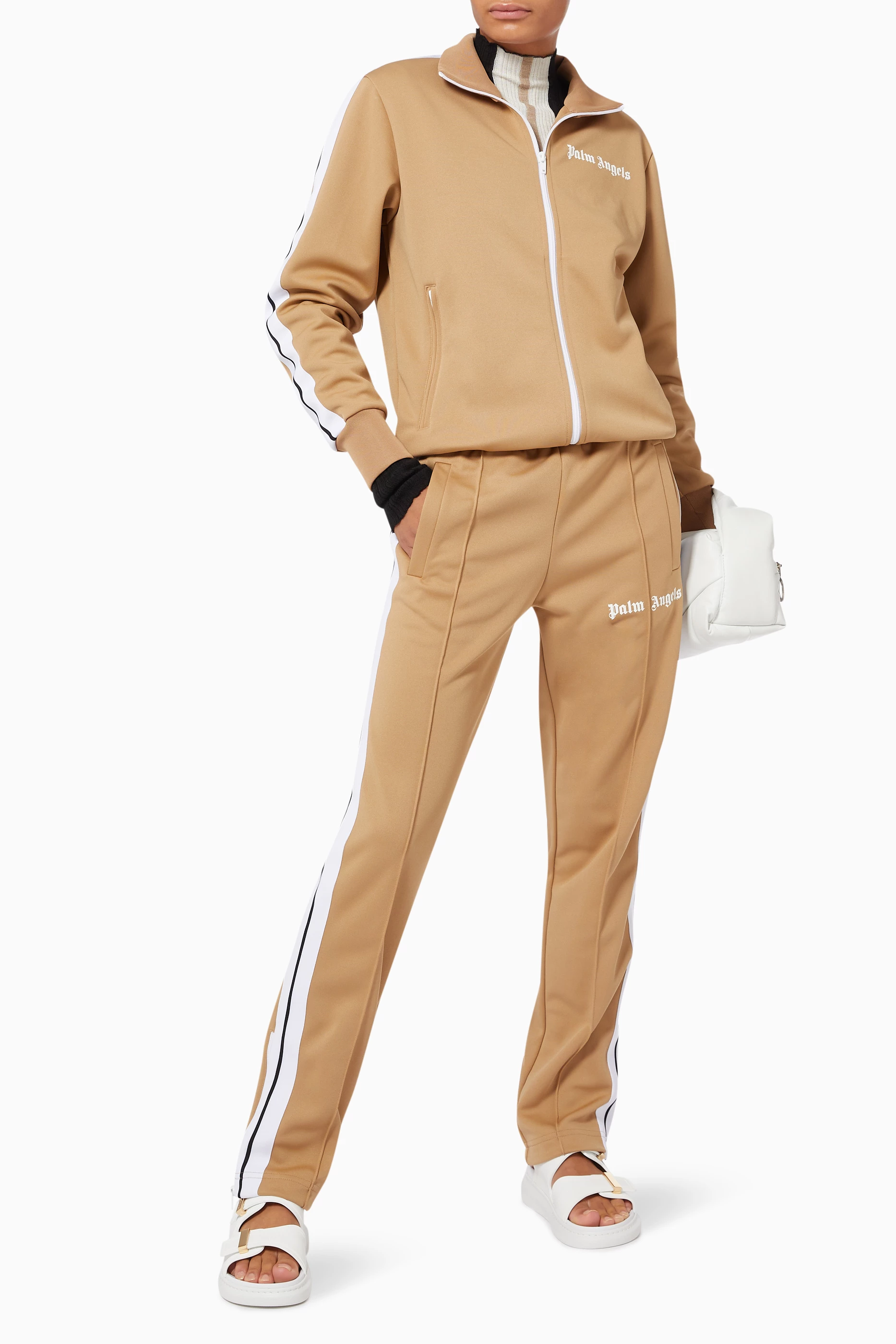 Clothing Palm Angels Trousers Womens Palm Angels Logo-tape Cotton