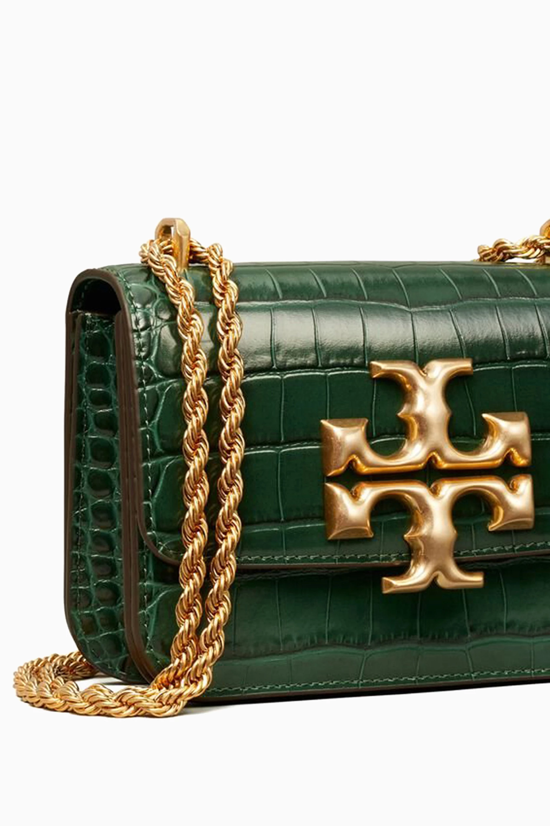 Buy Tory Burch Green Eleanor Bag in Croc-embossed Leather