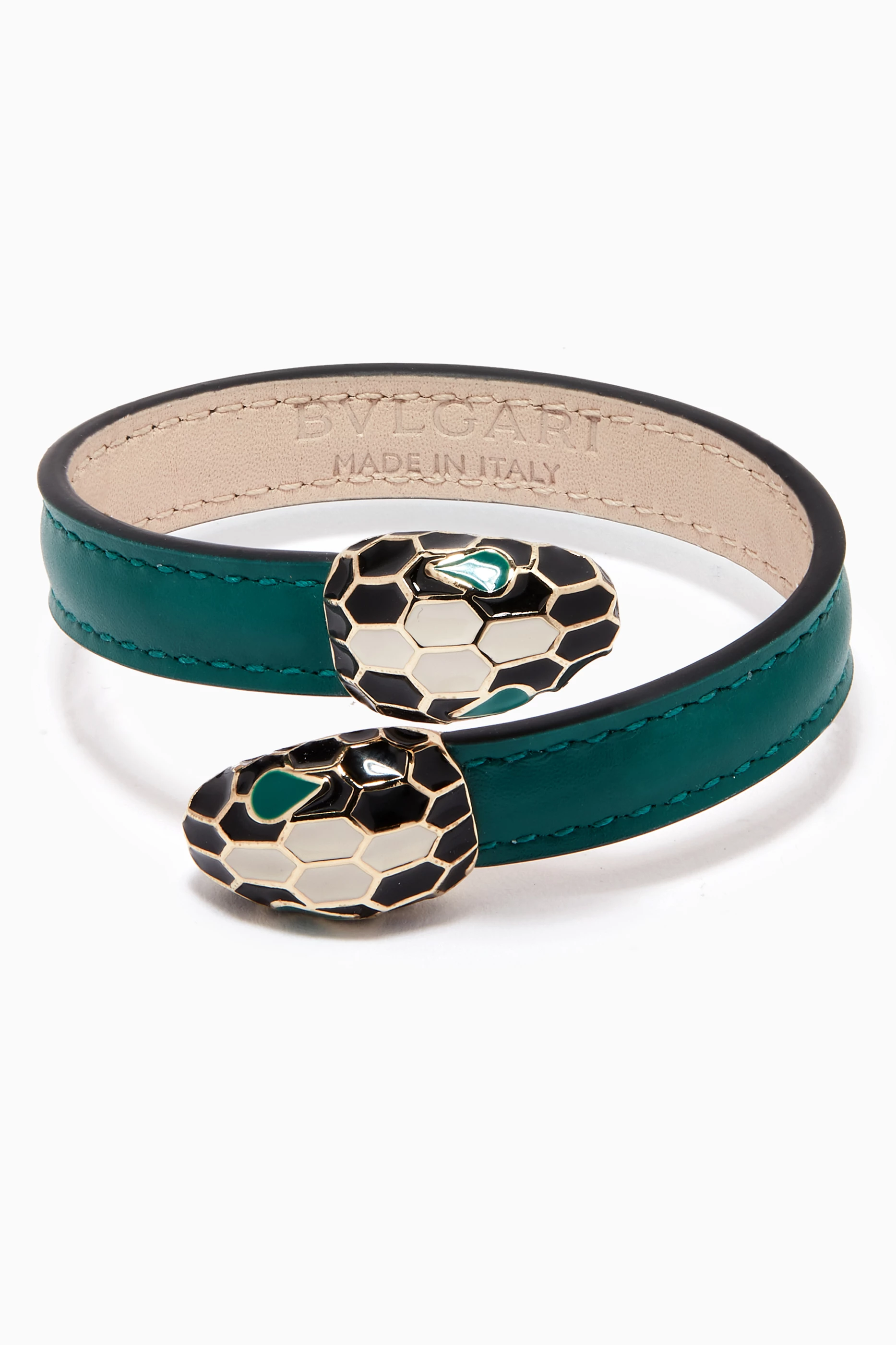Buy BVLGARI Green Serpenti Forever Bracelet in Calfskin for Women - Main Image