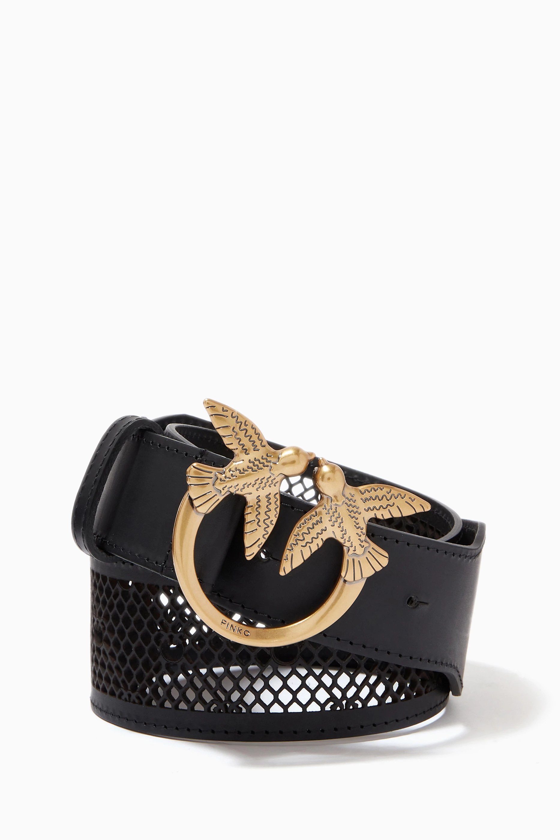 PINKO Love Birds Laser Cut Size S Italian  Belt in Leather Love Birds high leather belt 4cm | Pinko main image 2