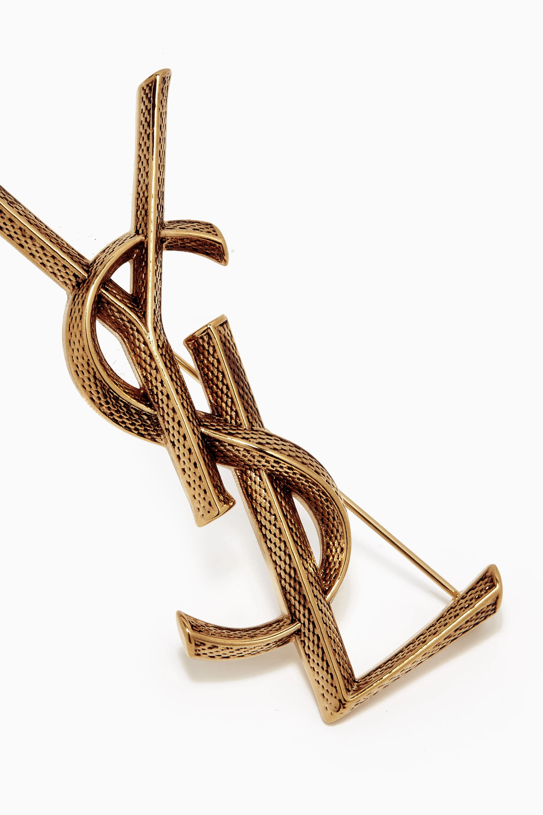 Buy SAINT LAURENT Gold Opyum YSL Broche in Snake textured Brass for Women Online Ounass Kuwait
