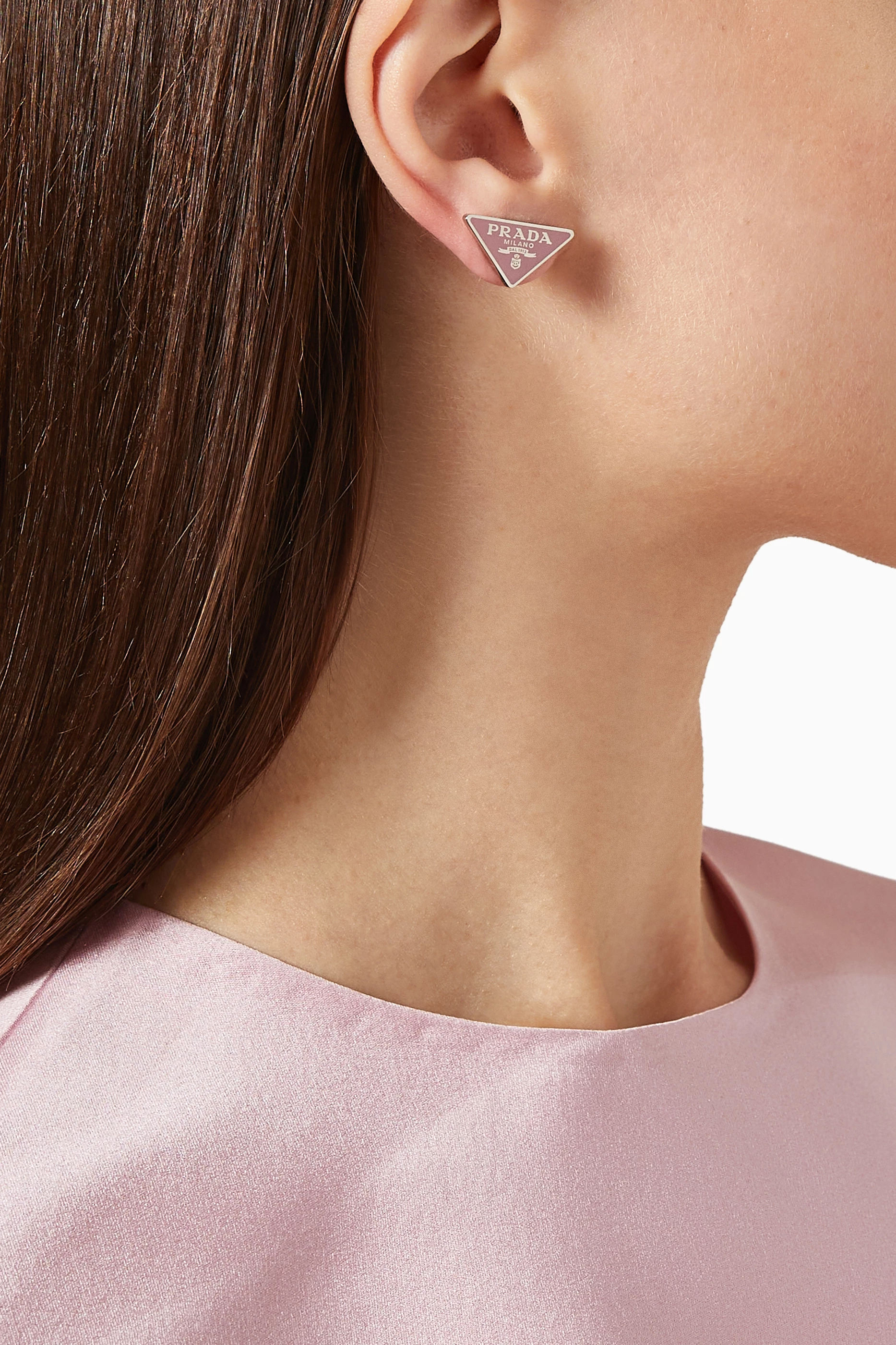Prada logo earrings outlet