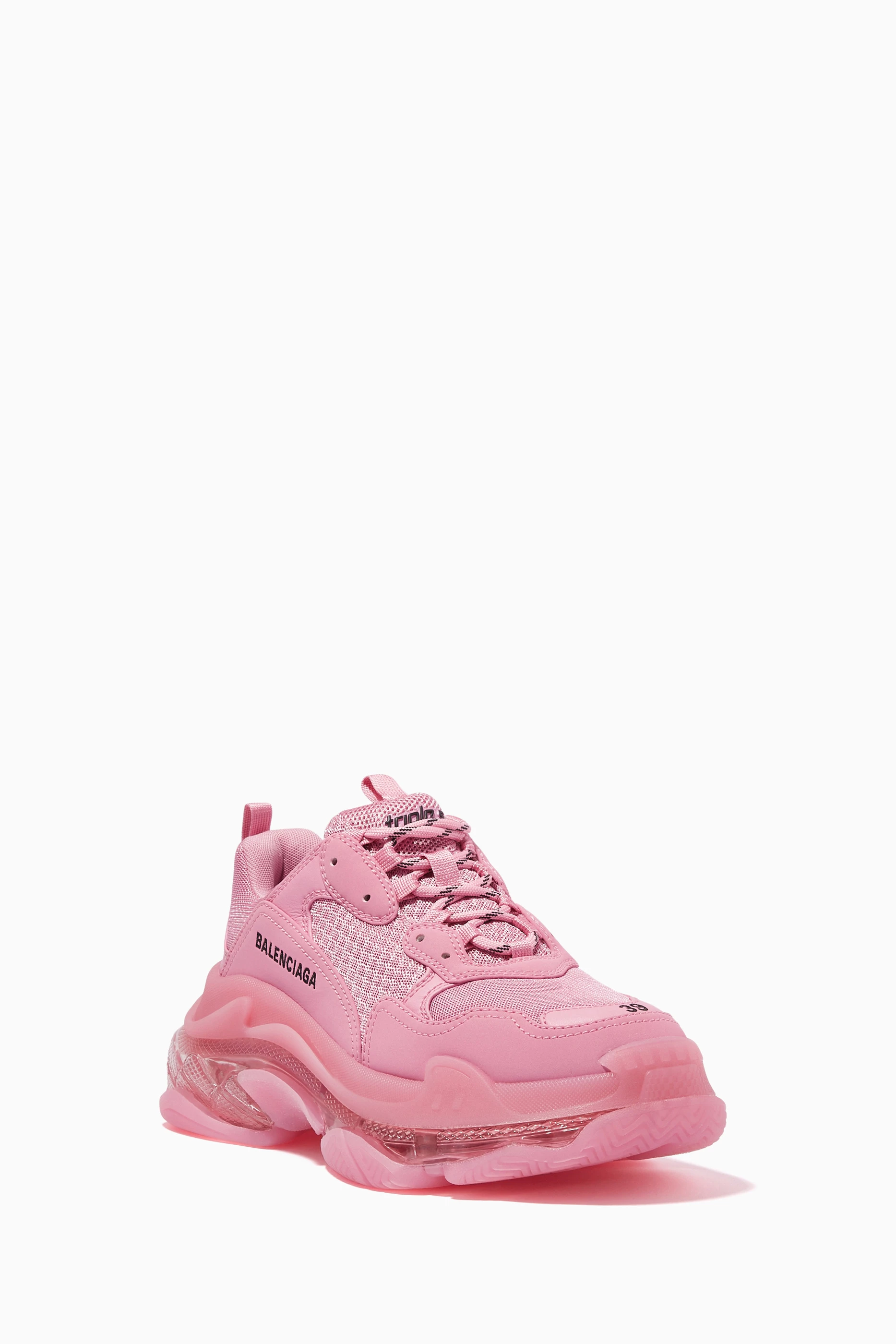 Buy Balenciaga Pink Triple S Clear Sole Sneakers in Double Foam