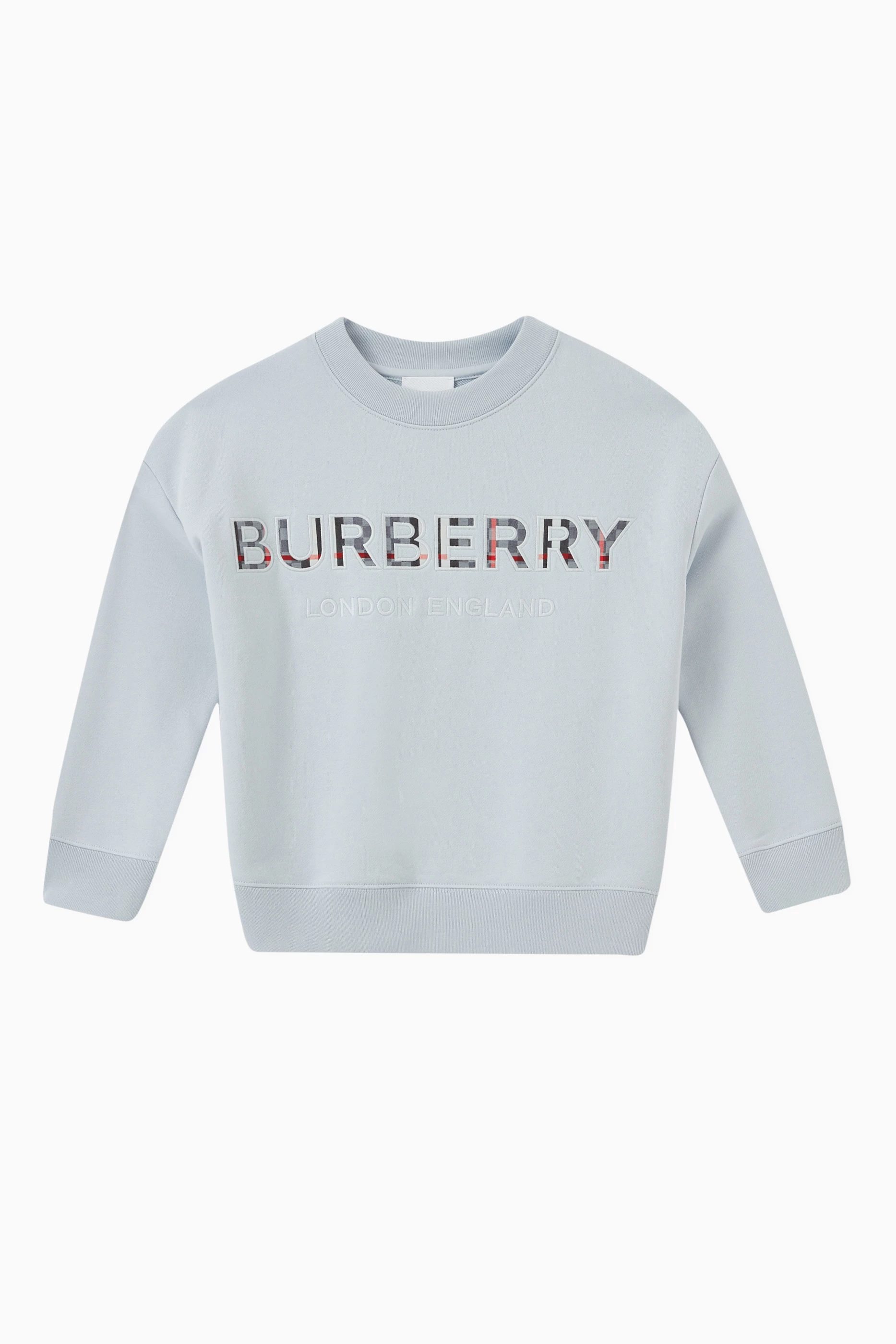 Buy Burberry Blue Embroidered Logo Sweatshirt in Cotton for Boys Online Ounass Kuwait
