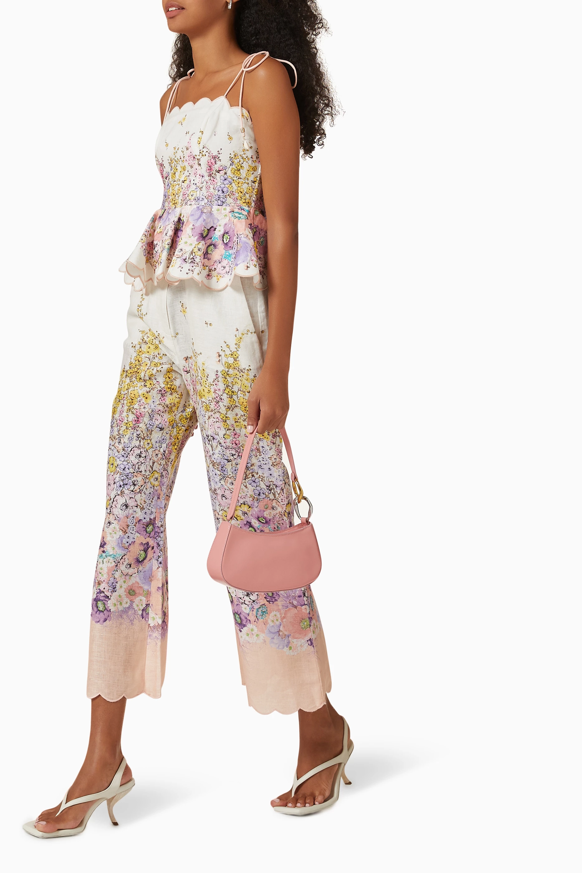 Buy Zimmermann Multicolour Jude Scallop Top in Linen for Women