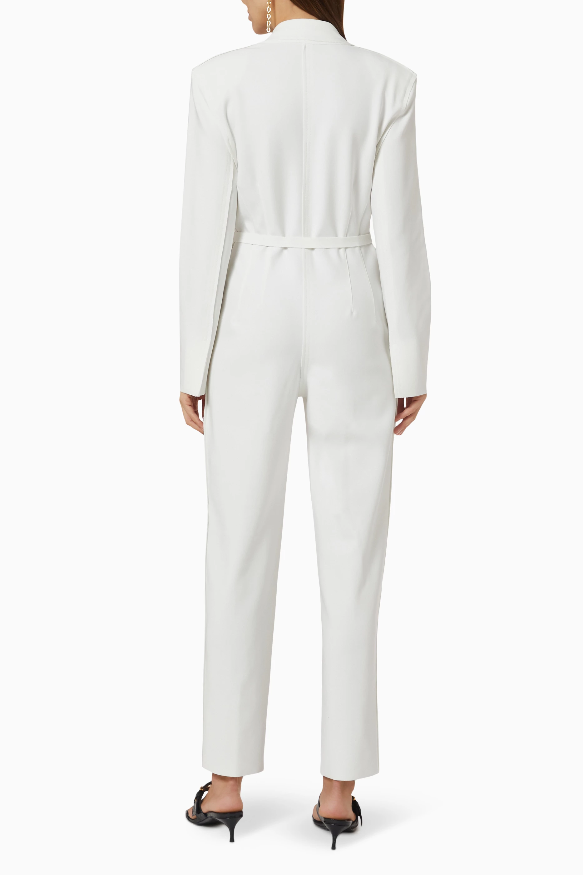 Buy Norma Kamali White Single Breasted Jumpsuit in Poly Lycra for Women Online Ounass Kuwait