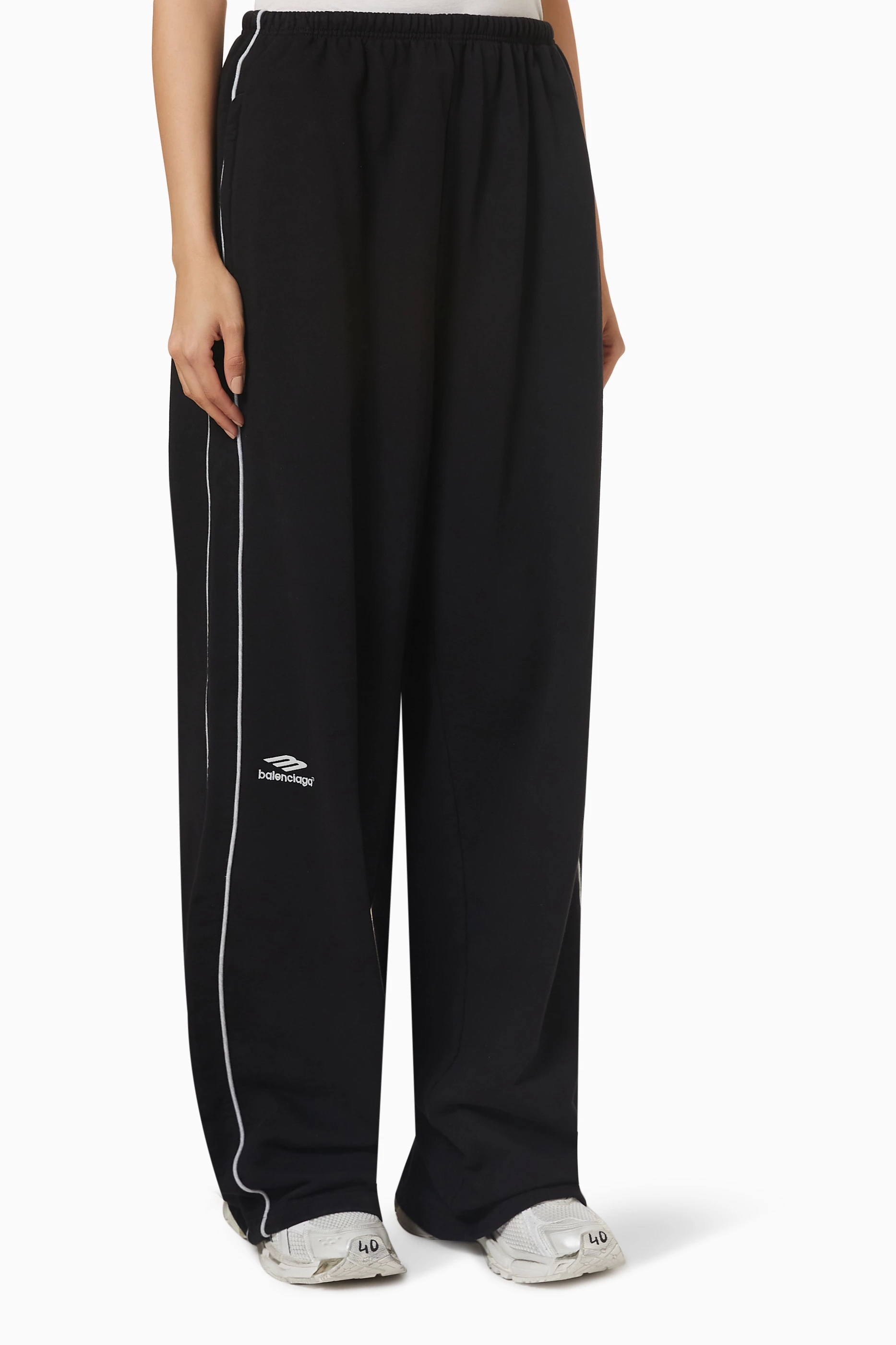 Buy Balenciaga Black 3b Sports Icon Tracksuit Pants in Jersey for UNISEX Online Ounass Kuwait