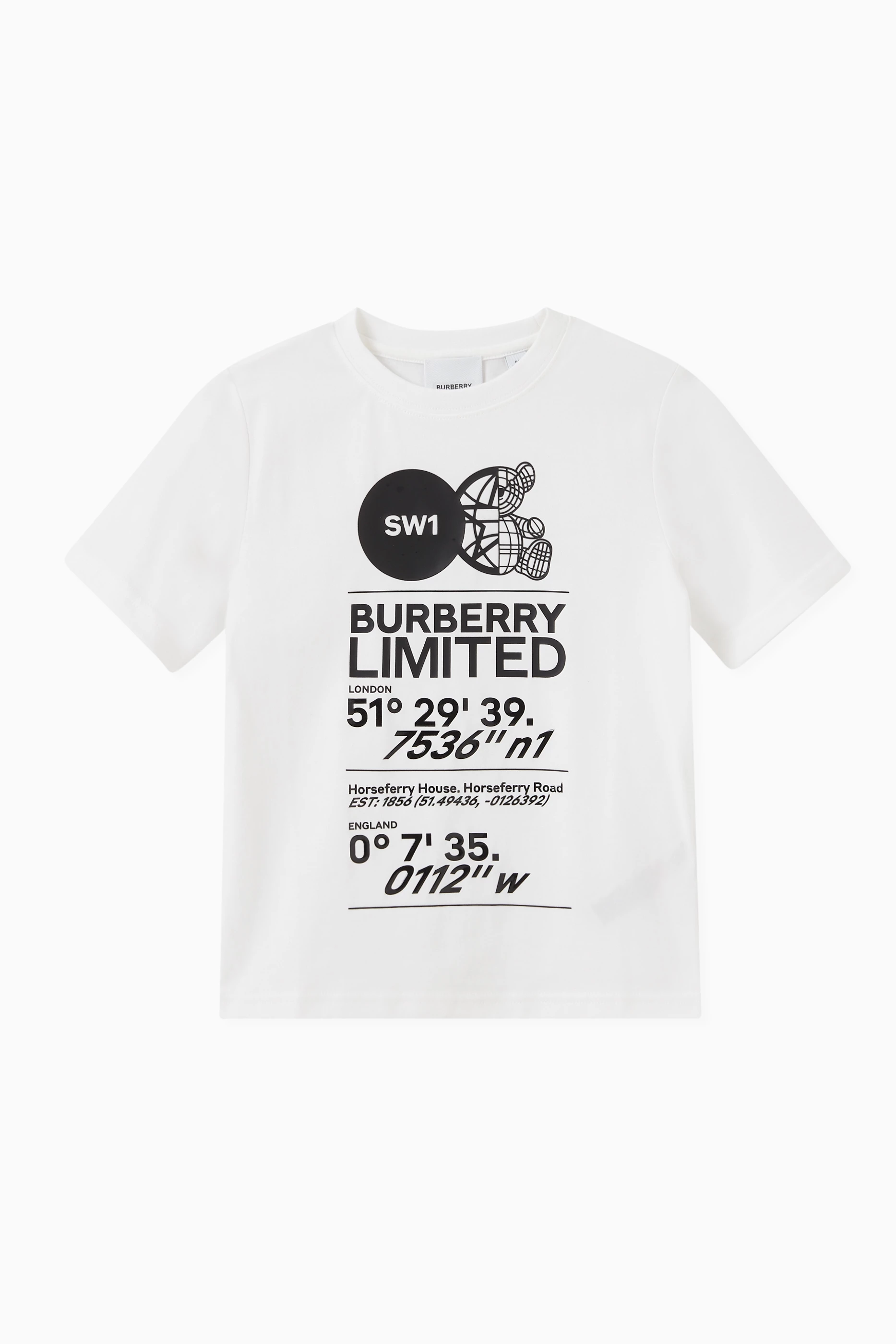 Buy Burberry White Joel Graphic Print T shirt in Cotton for Girls Online Ounass Kuwait