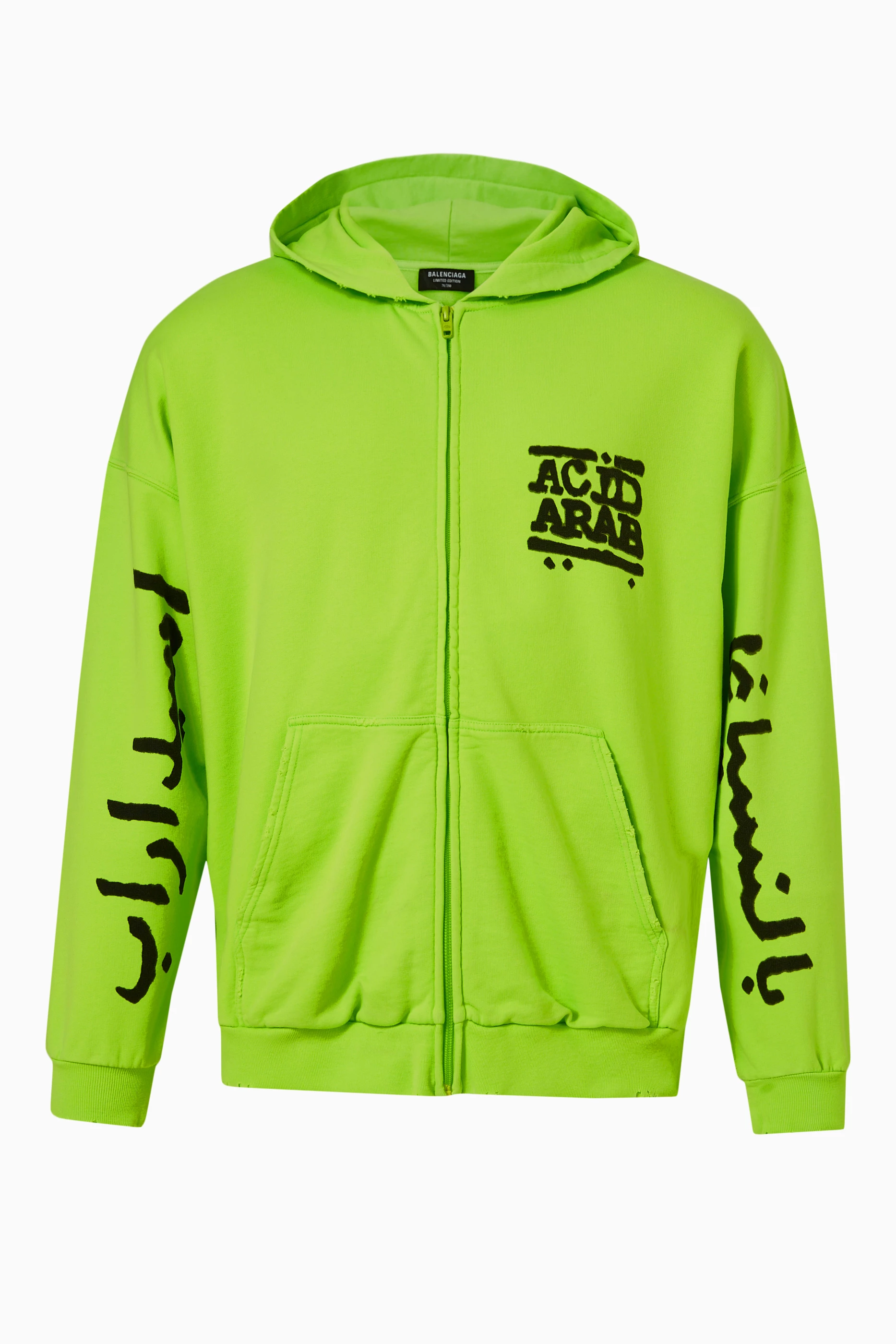 Buy Balenciaga Green Balenciaga Music Acid Arab Merch Zip Hoodie in Medium Fleece for UNISEX Online Ounass Kuwait