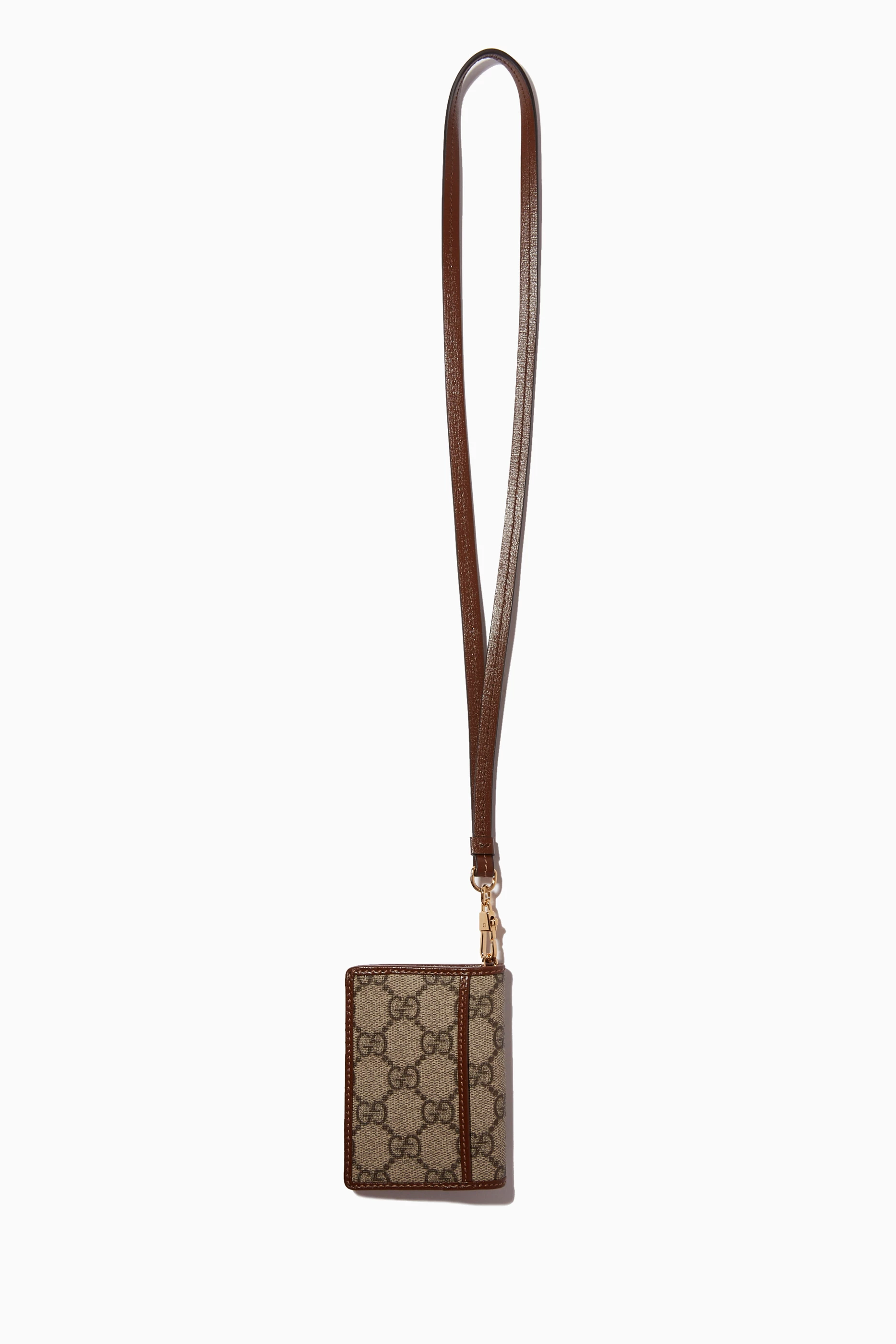 Buy Gucci Neutral Card Case Lanyard in Supreme Canvas Leather