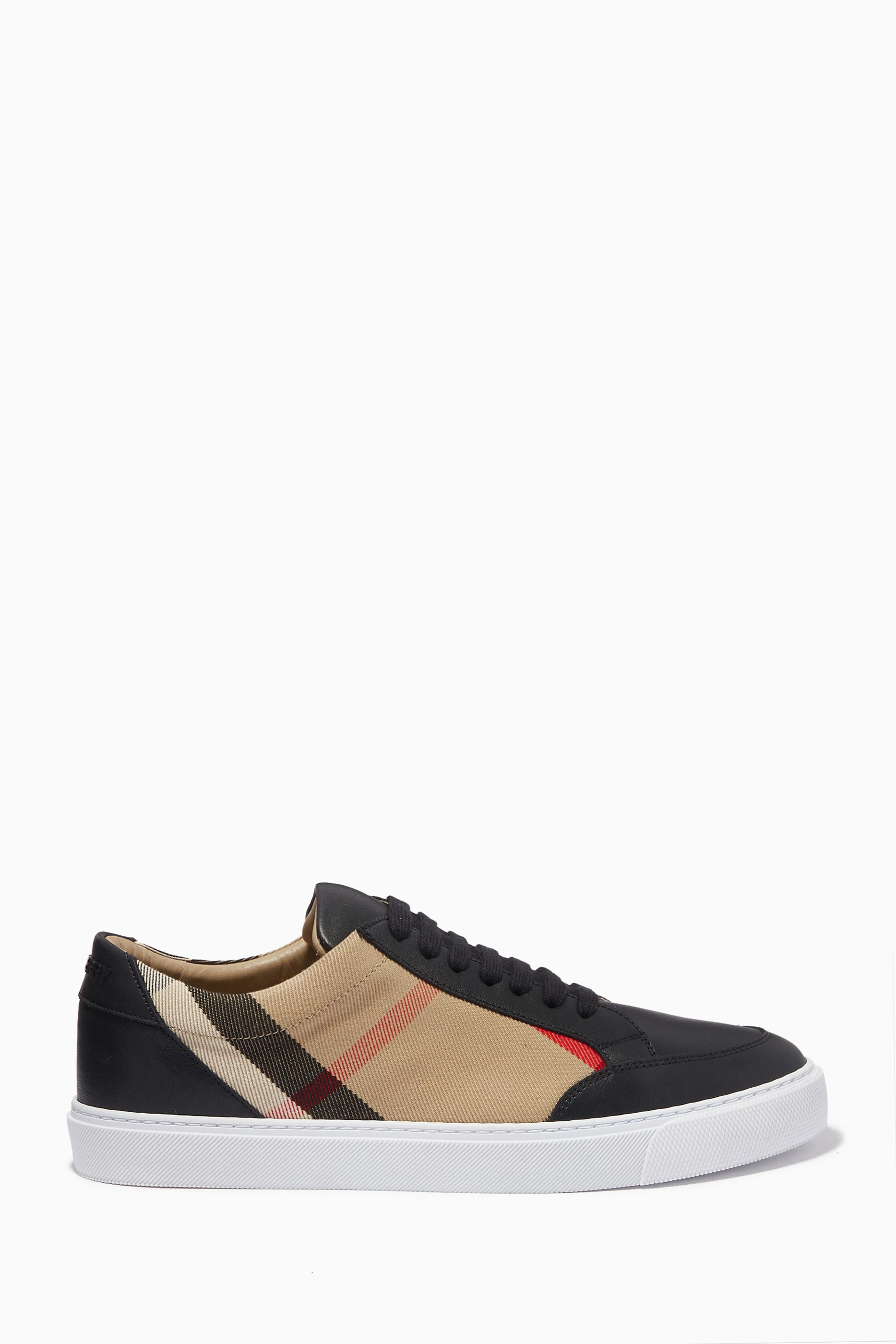 Burberry salmond leather and fabric sneakers on sale
