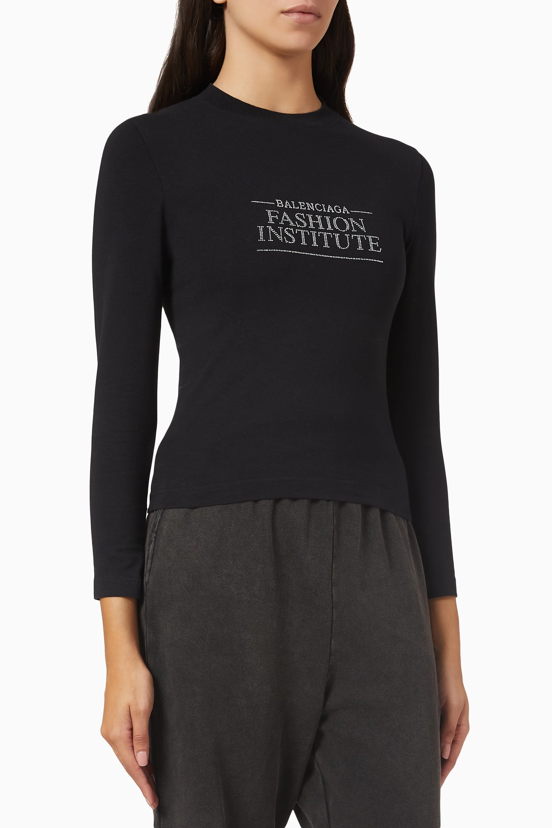 Buy Balenciaga Black Fashion Institute Fitted T-shirt in Peel 