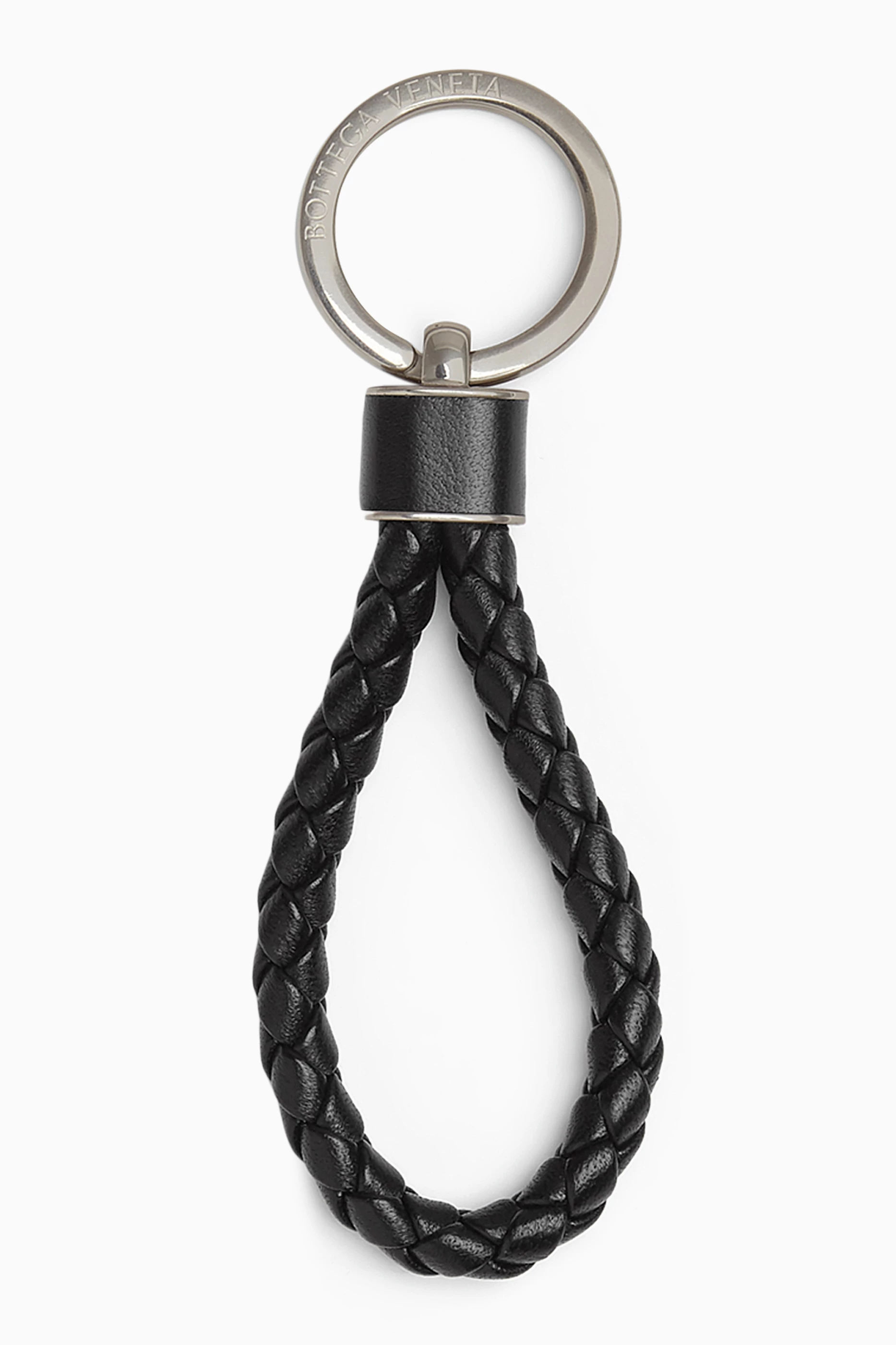 Buy Bottega Veneta Black Key Ring in Intrecciato Leather for Men