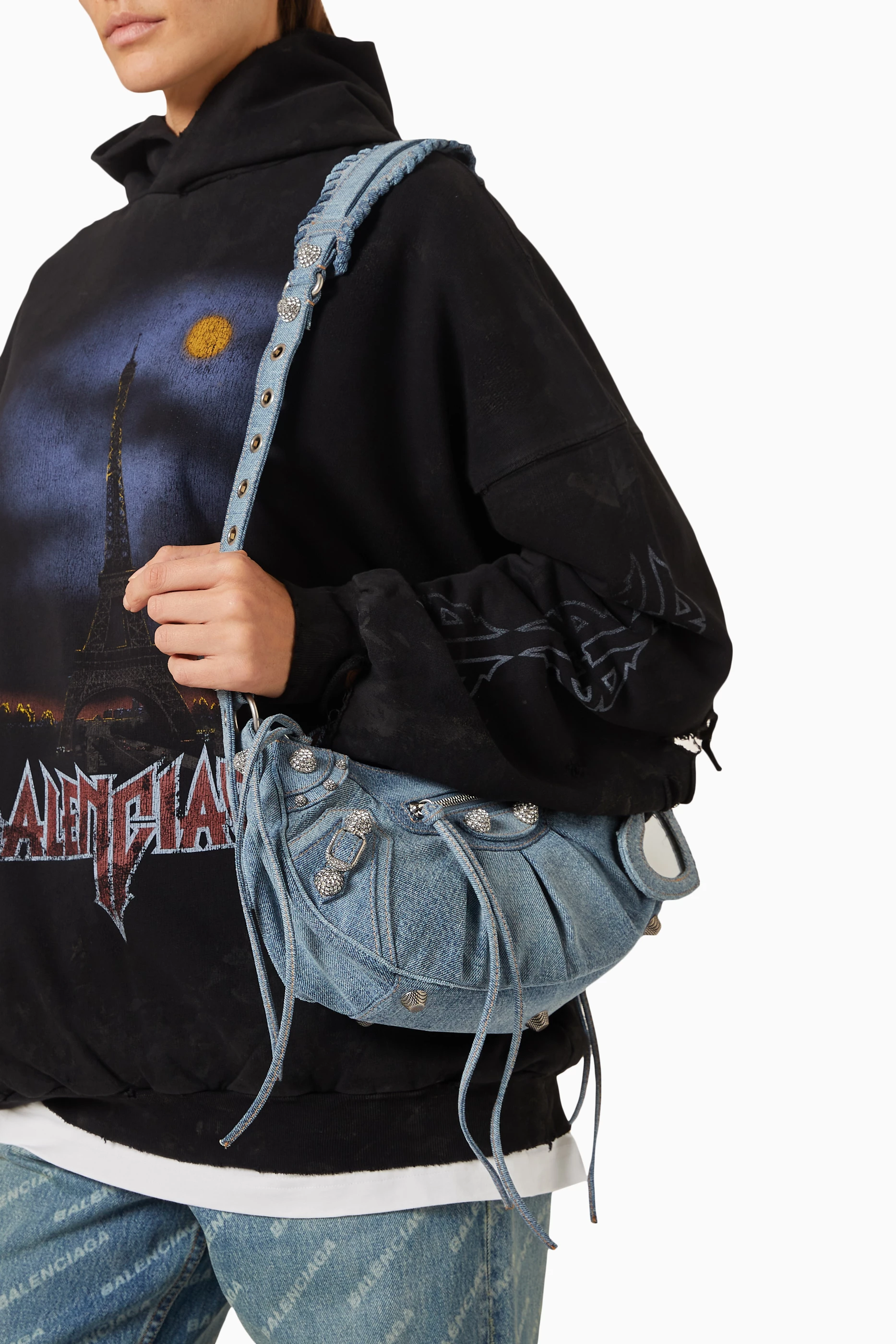 Buy Balenciaga Blue Le Cagole Small Shoulder Bag in Denim for Women Online Ounass Kuwait