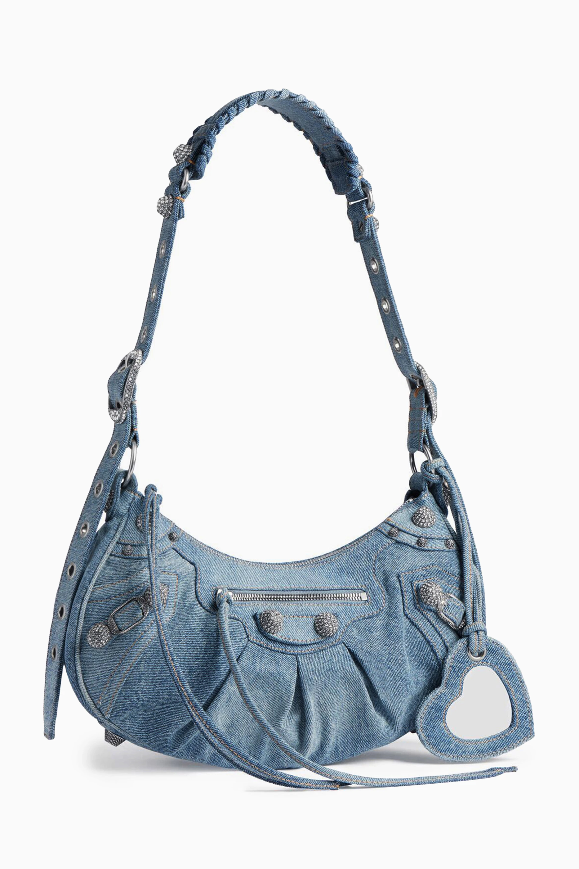 Buy Balenciaga Blue Le Cagole Small Shoulder Bag in Denim for Women Online Ounass Kuwait