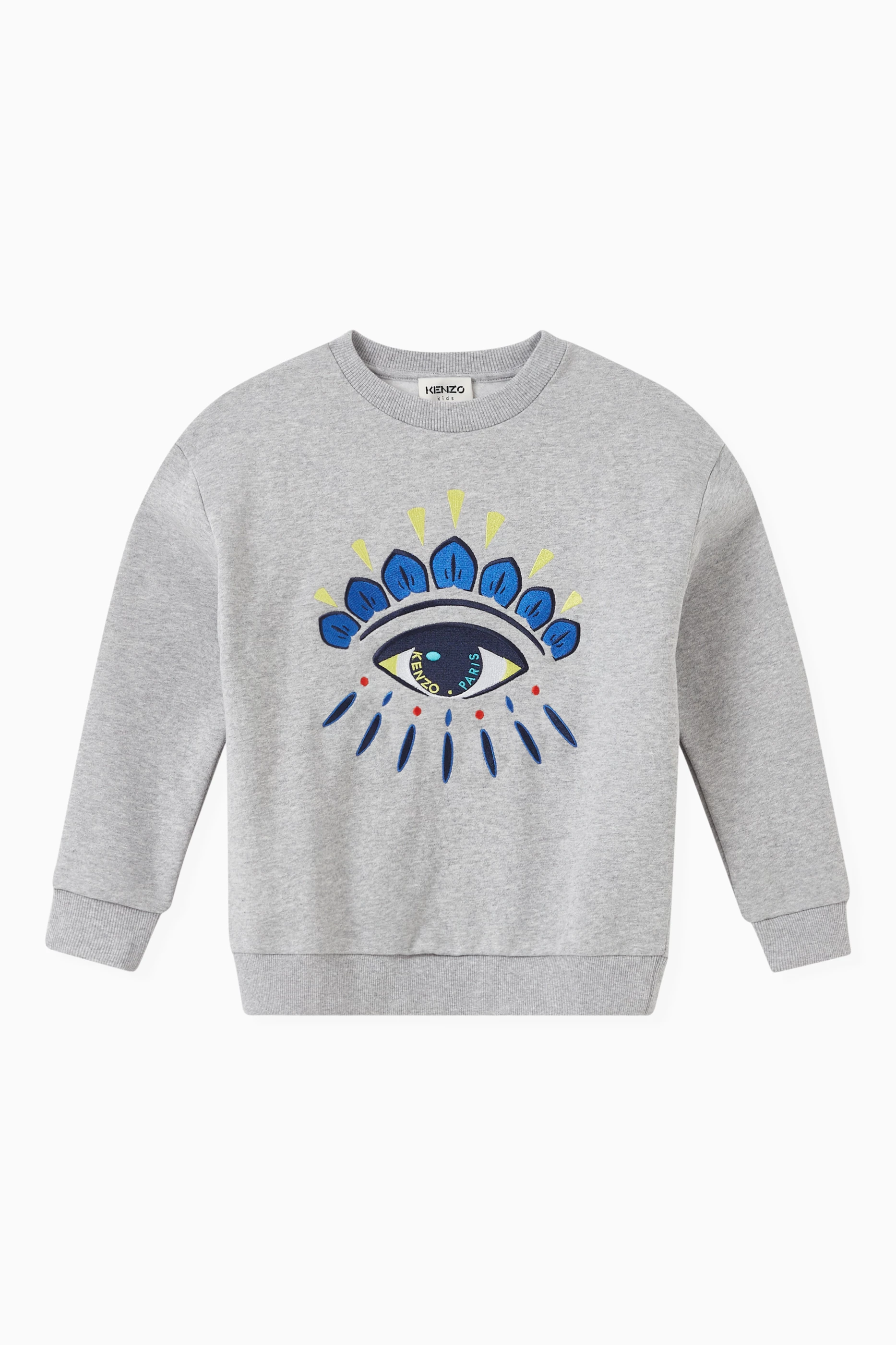 Buy KENZO KIDS Grey Embroidered Eye Sweatshirt in Fleece for Boys Online Ounass Kuwait