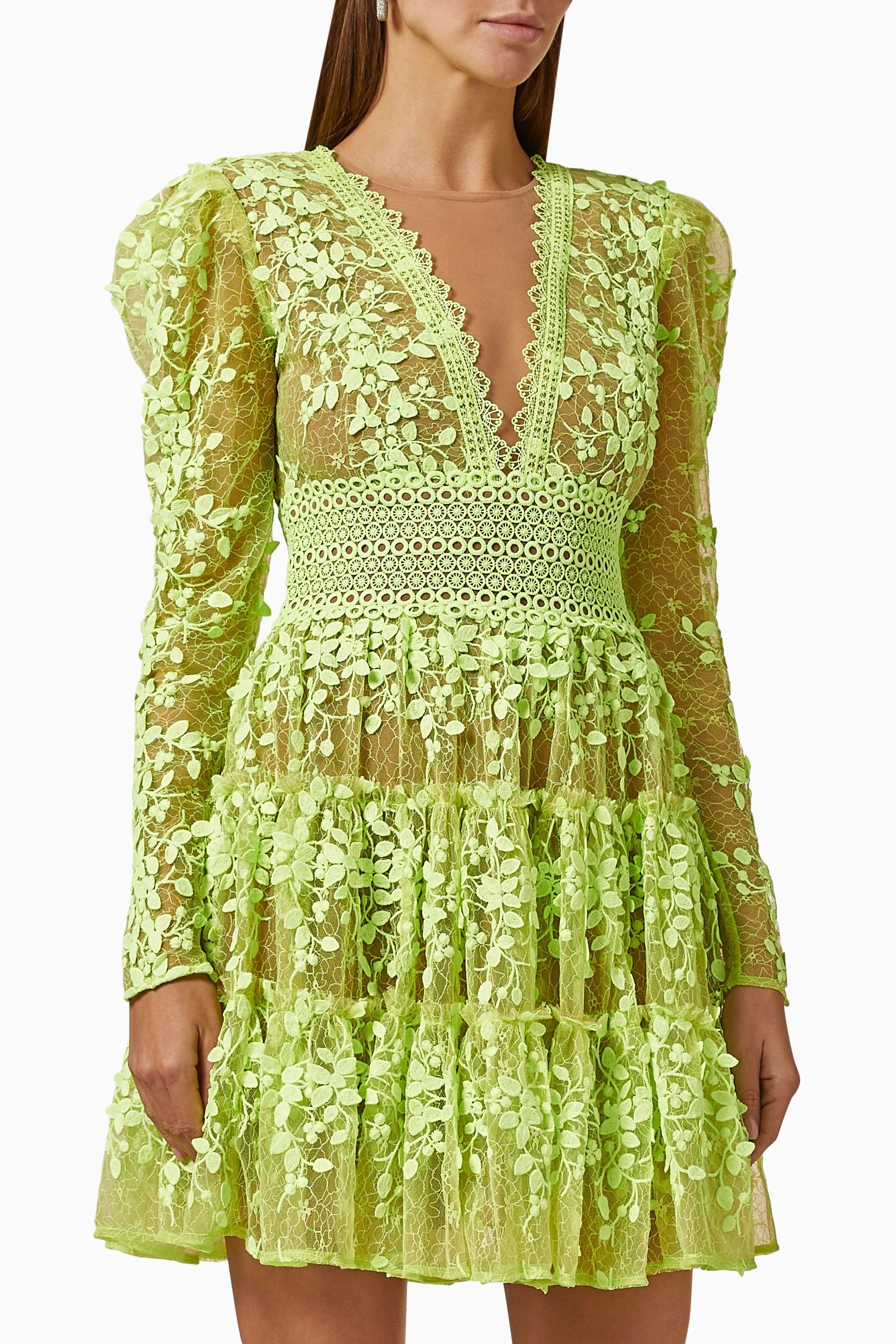 Buy Bronx and Banco Green Megan Mini Dress in Lace for Women Online Ounass Kuwait